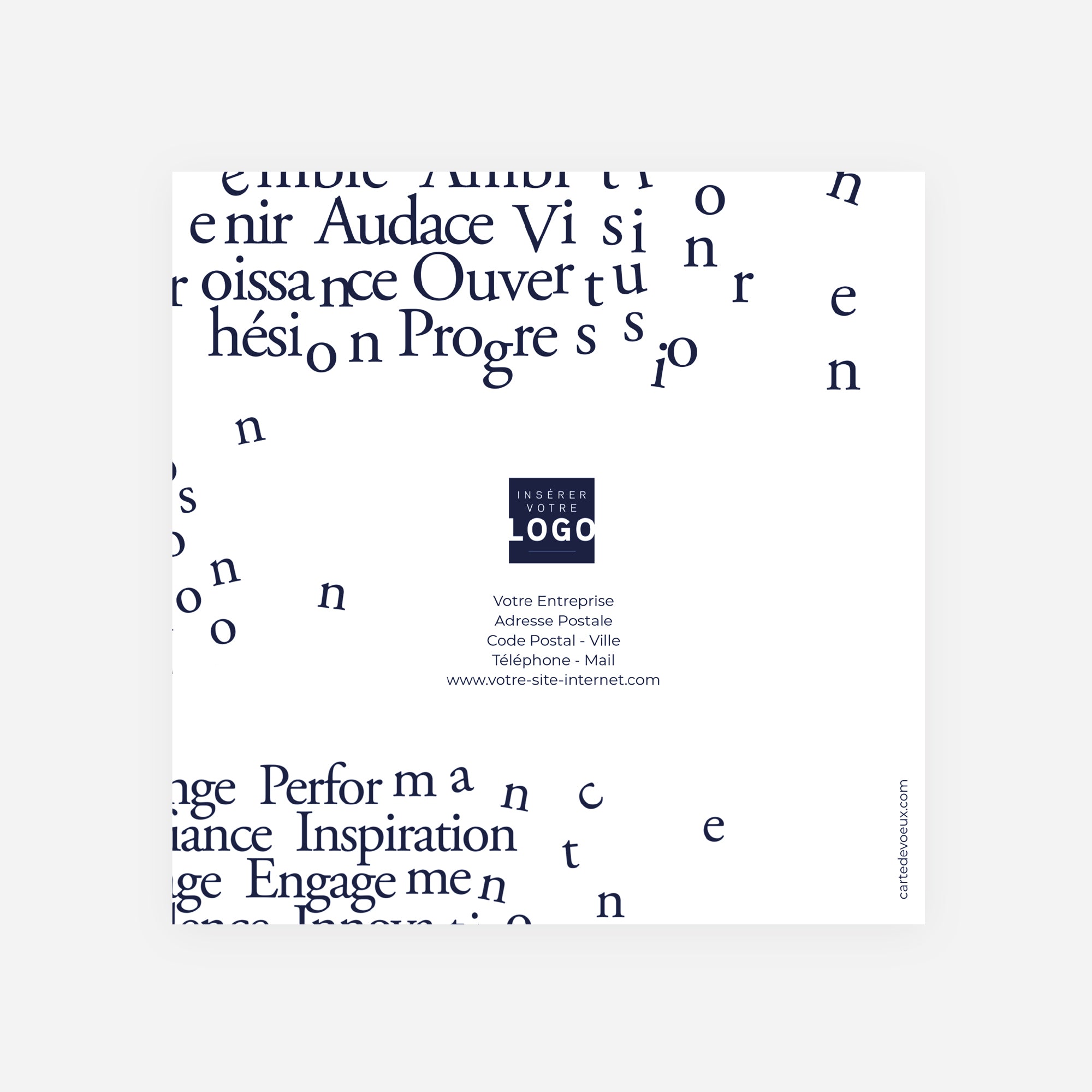 Mots d’Avenir Bleu | Vœux professionnels • Carte de voeux dorure • Carré double photo N° 3