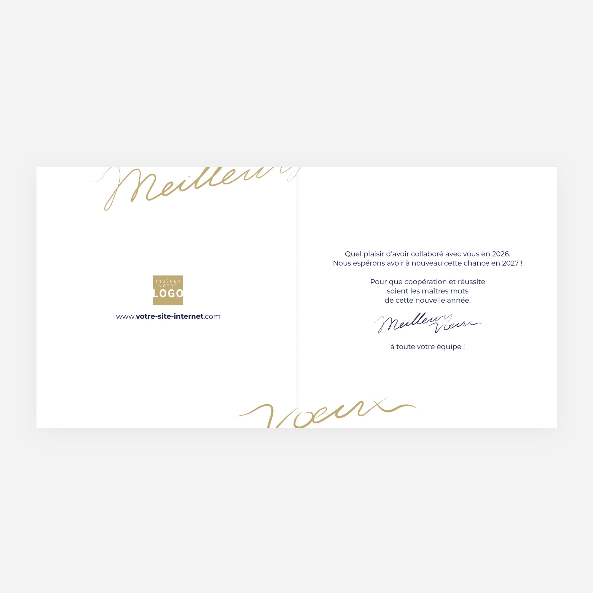 Confiance et ambition Bleu | Vœux professionnels • Carte de voeux dorure • Carré double photo N° 2