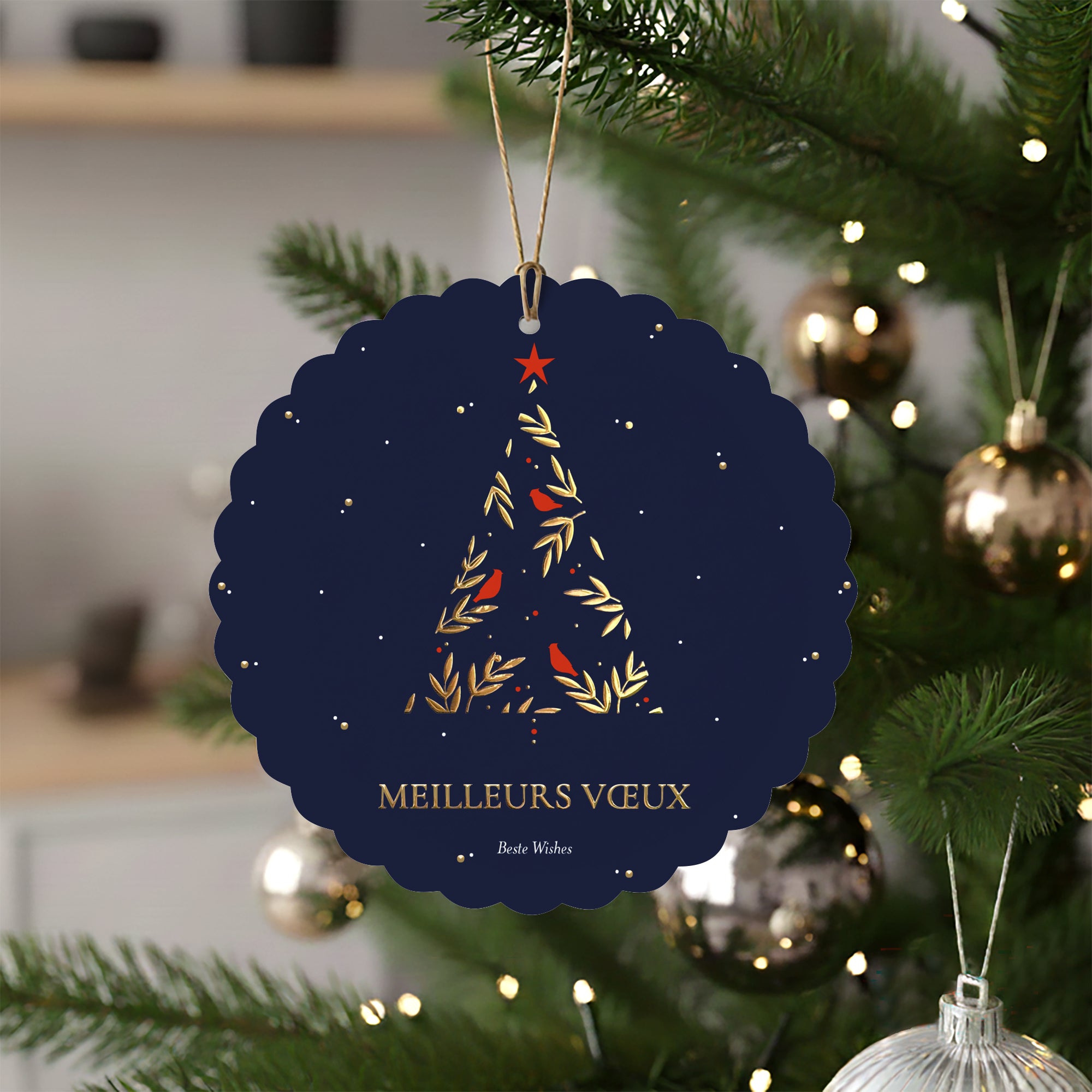Sapin Enchanté | Vœux professionnels • Boule de Noël papier • Ronde à accrocher photo N° 4