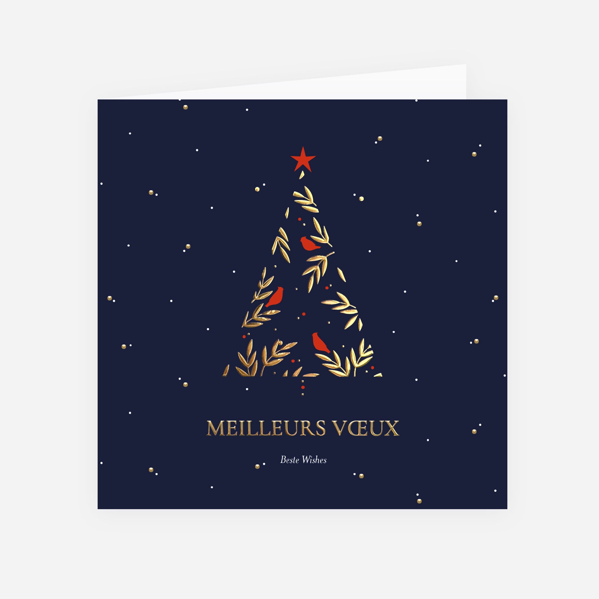 Sapin Enchanté | Vœux professionnels • Carte de voeux dorure • Carré double photo N° 1
