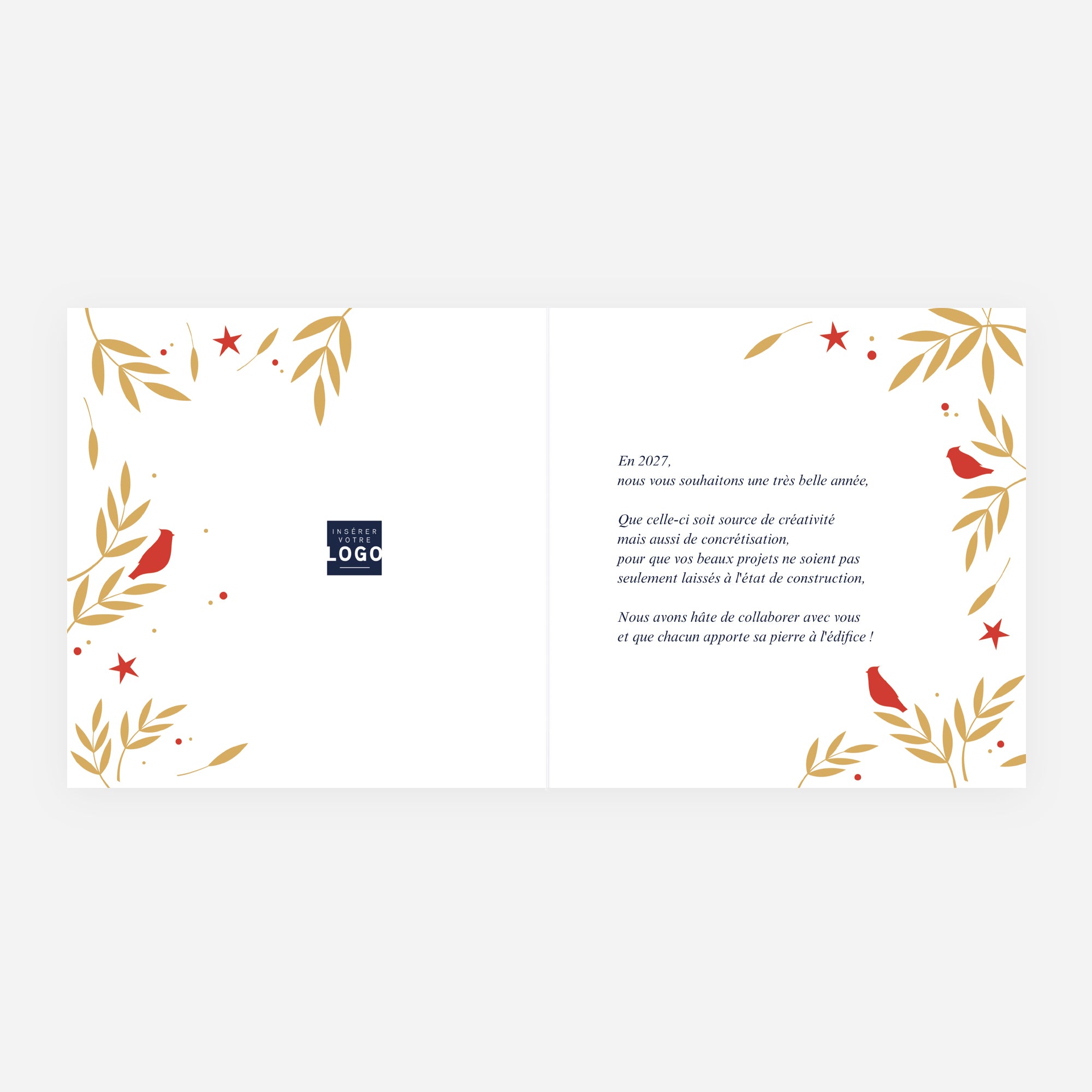 Sapin Enchanté | Vœux professionnels • Carte de voeux dorure • Carré double photo N° 2