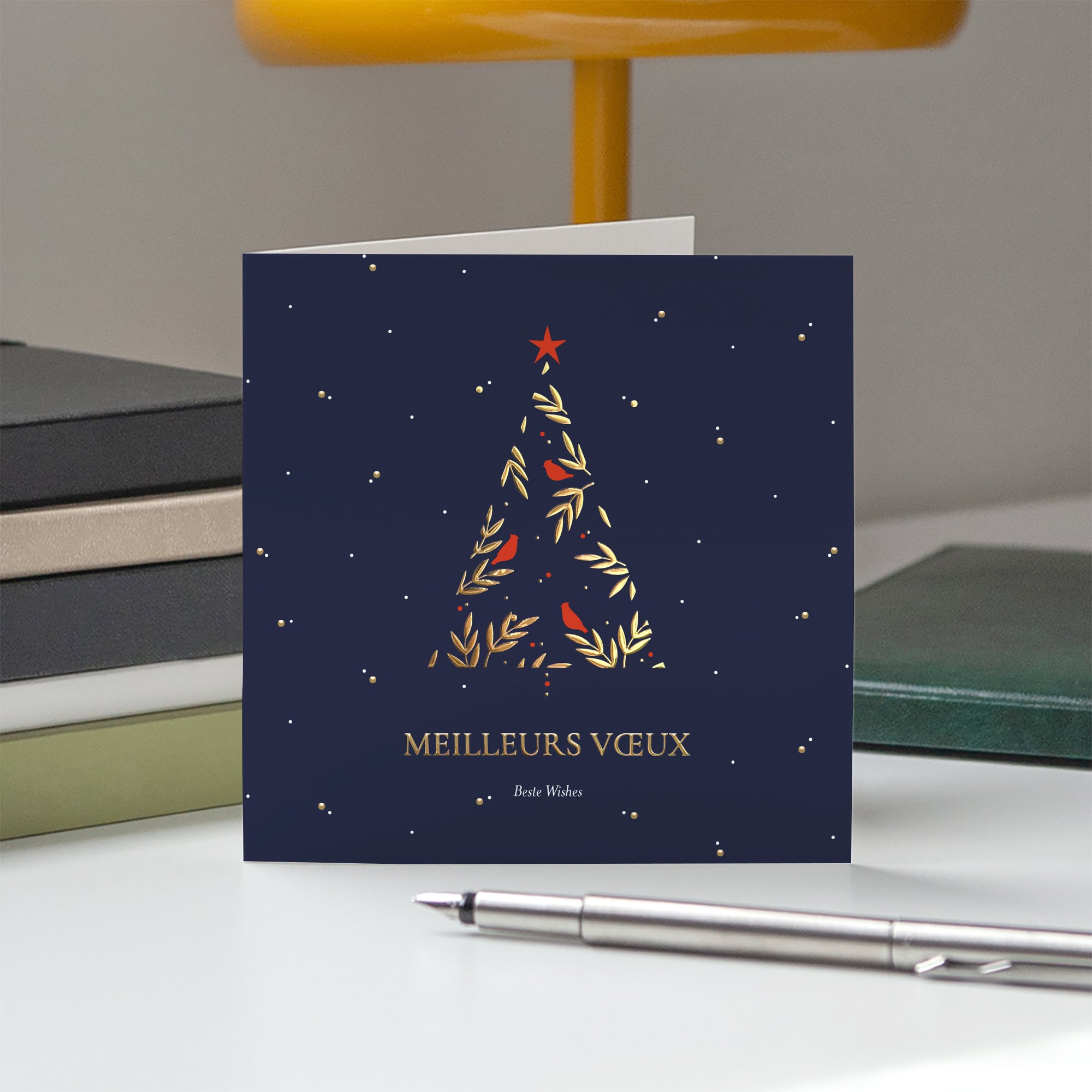 Sapin Enchanté | Vœux professionnels • Carte de voeux dorure • Carré double photo N° 5