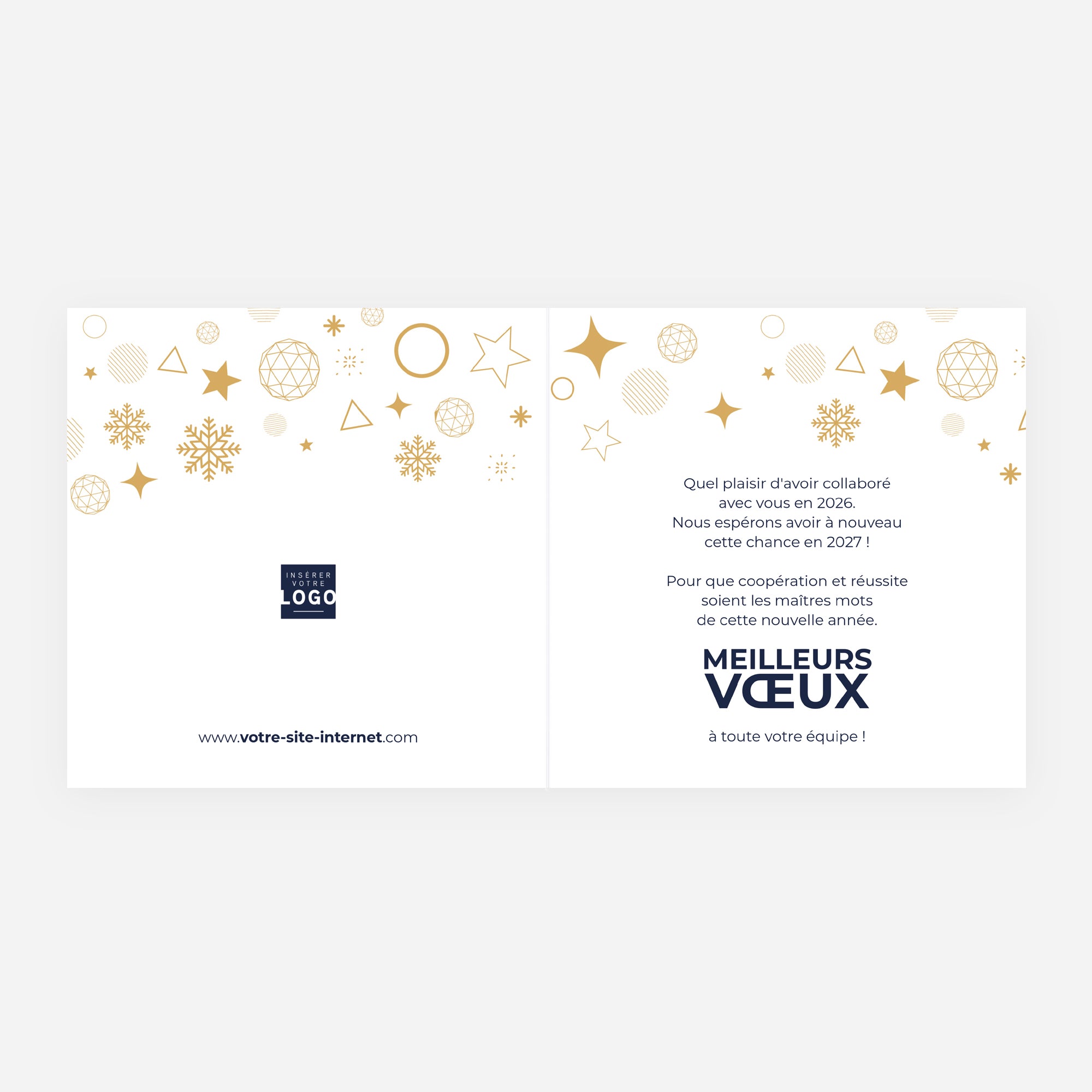 Constellation Graphique | Vœux professionnels • Carte de voeux dorure • Carré double photo N° 2