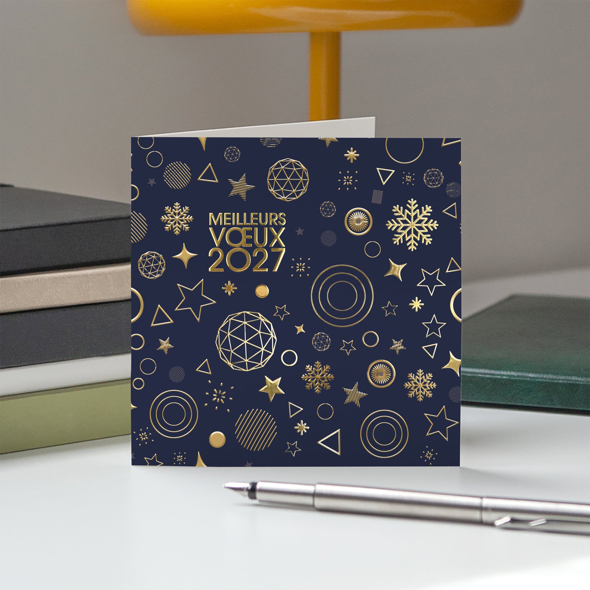 Constellation Graphique | Vœux professionnels • Carte de voeux dorure • Carré double photo N° 5