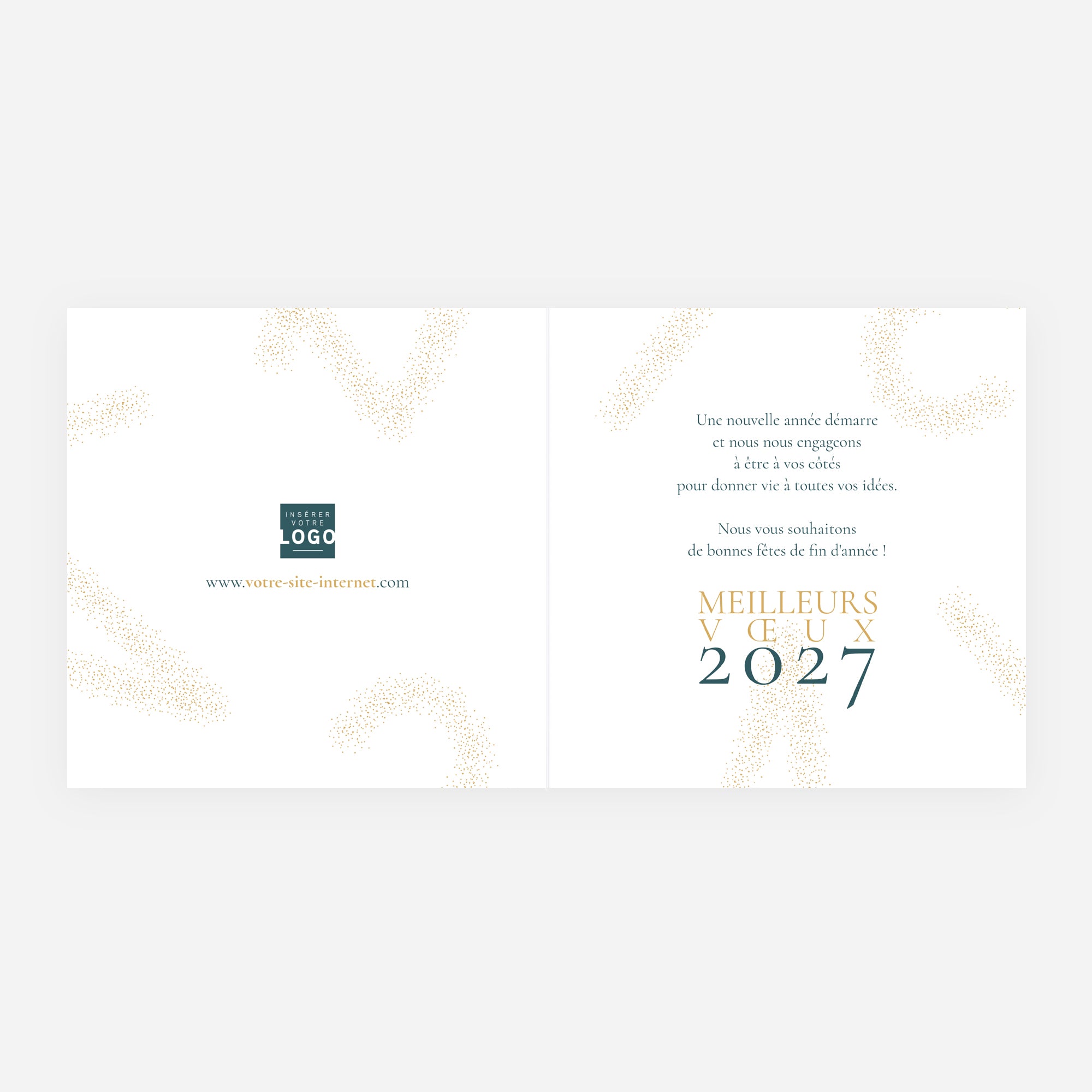 Nuée Dorée | Vœux professionnels • Carte de voeux dorure • Carré double photo N° 2