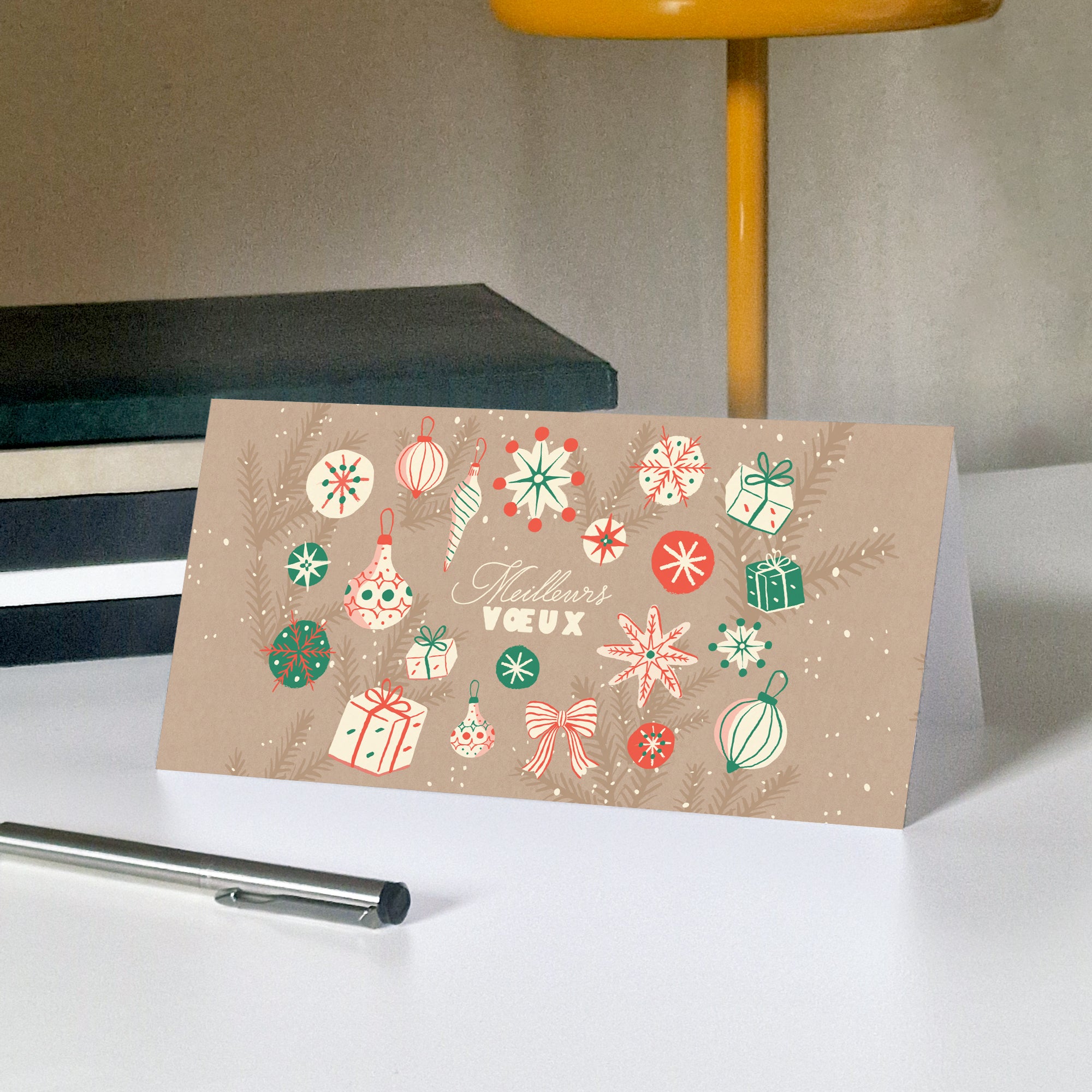 Douceurs de Fêtes | Vœux professionnels • Carte de voeux dorure • Rectangle double photo N° 5