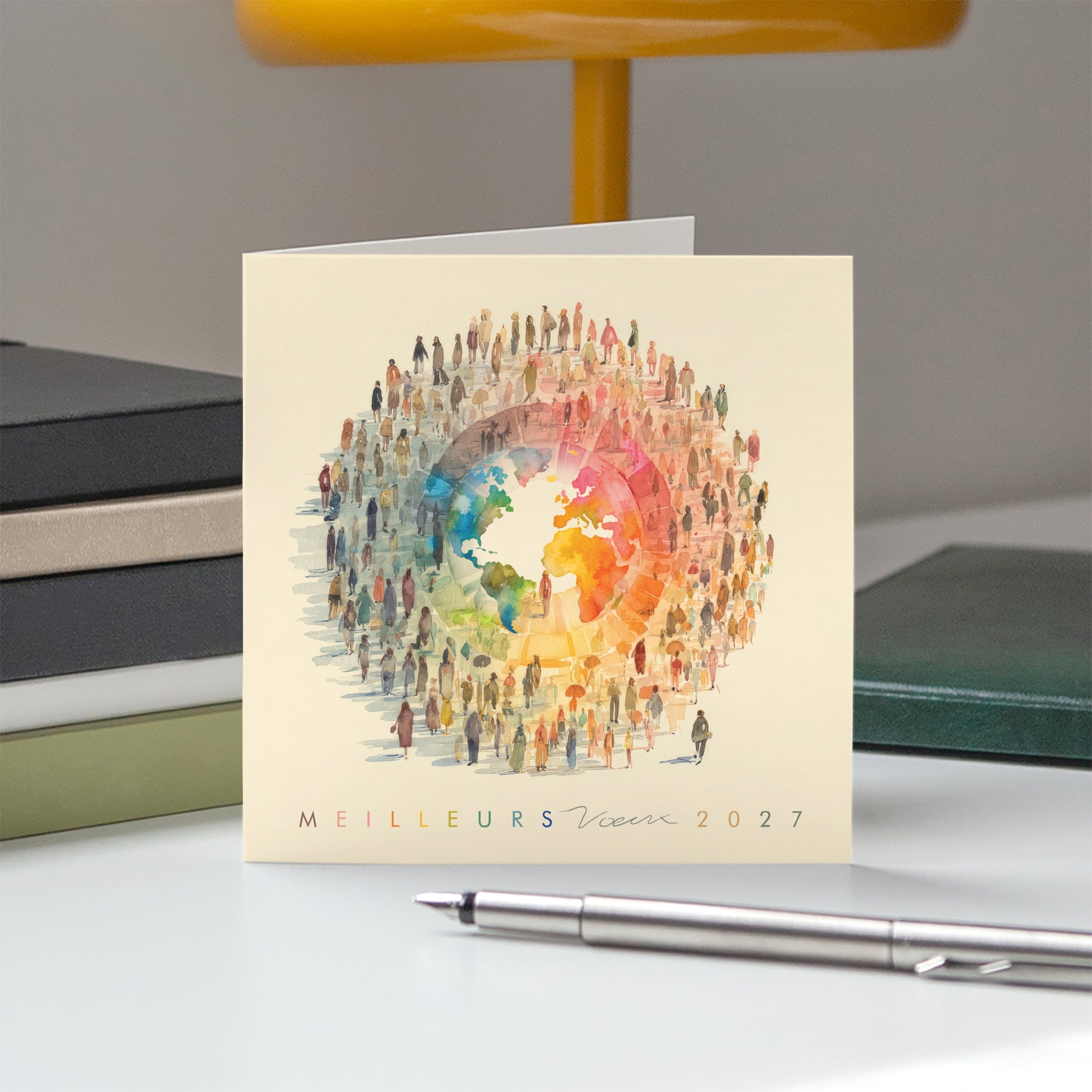 Un Monde Ensemble | Vœux professionnels • Carte de voeux • Carré double photo N° 5