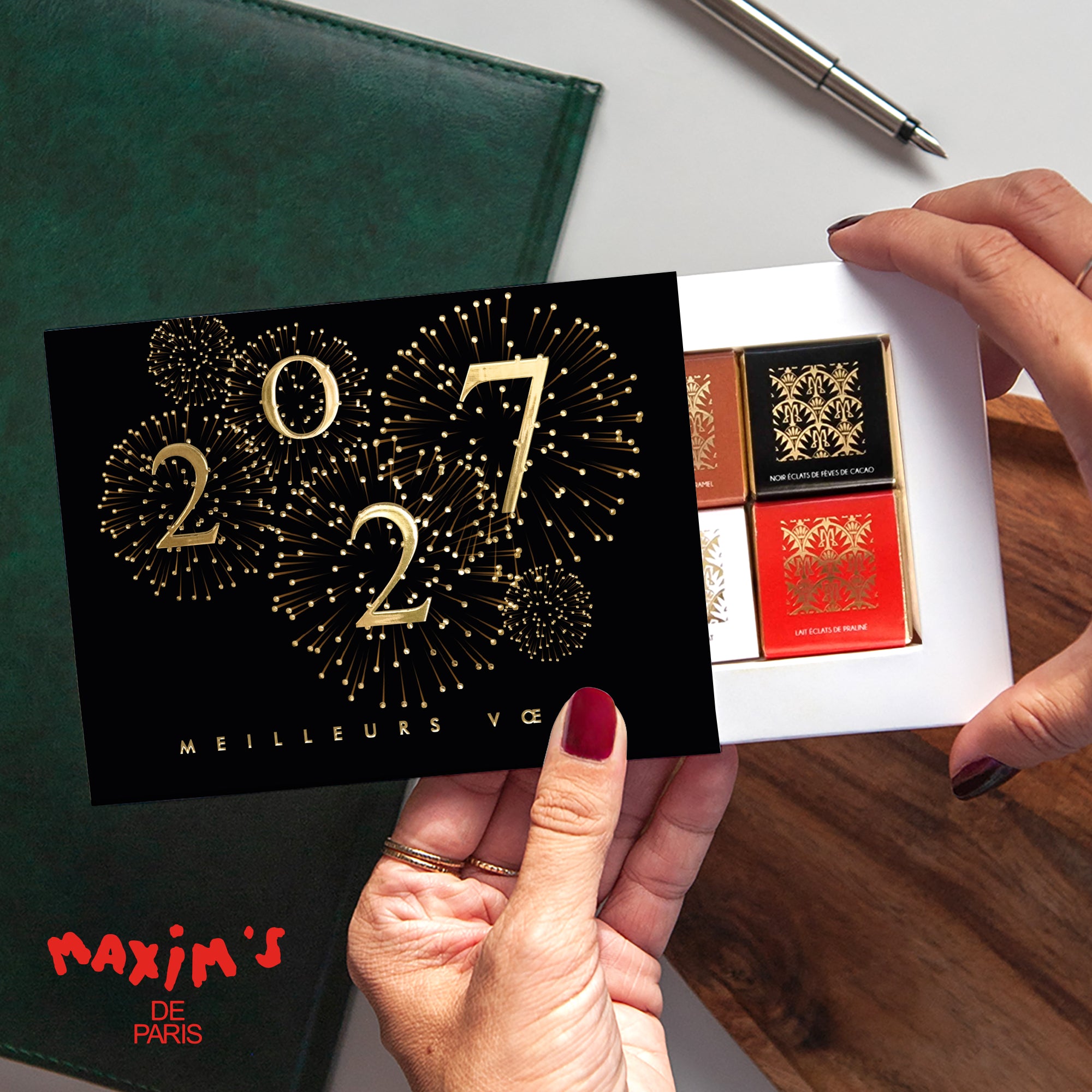 Feux d’Or | Vœux professionnels • Boite chocolat personnalisée • Chocolats Maxim's photo N° 1