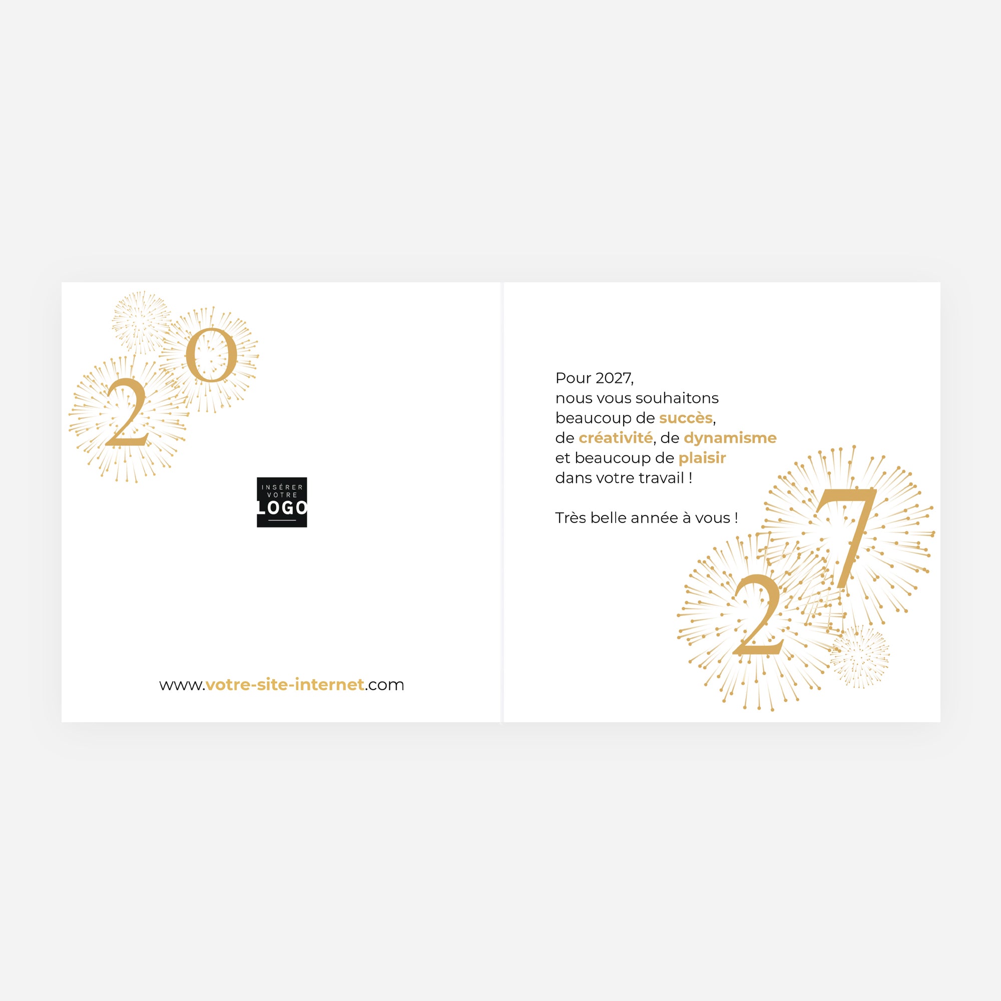 Feux d’Or | Vœux professionnels • Carte de voeux dorure • Carré double photo N° 2
