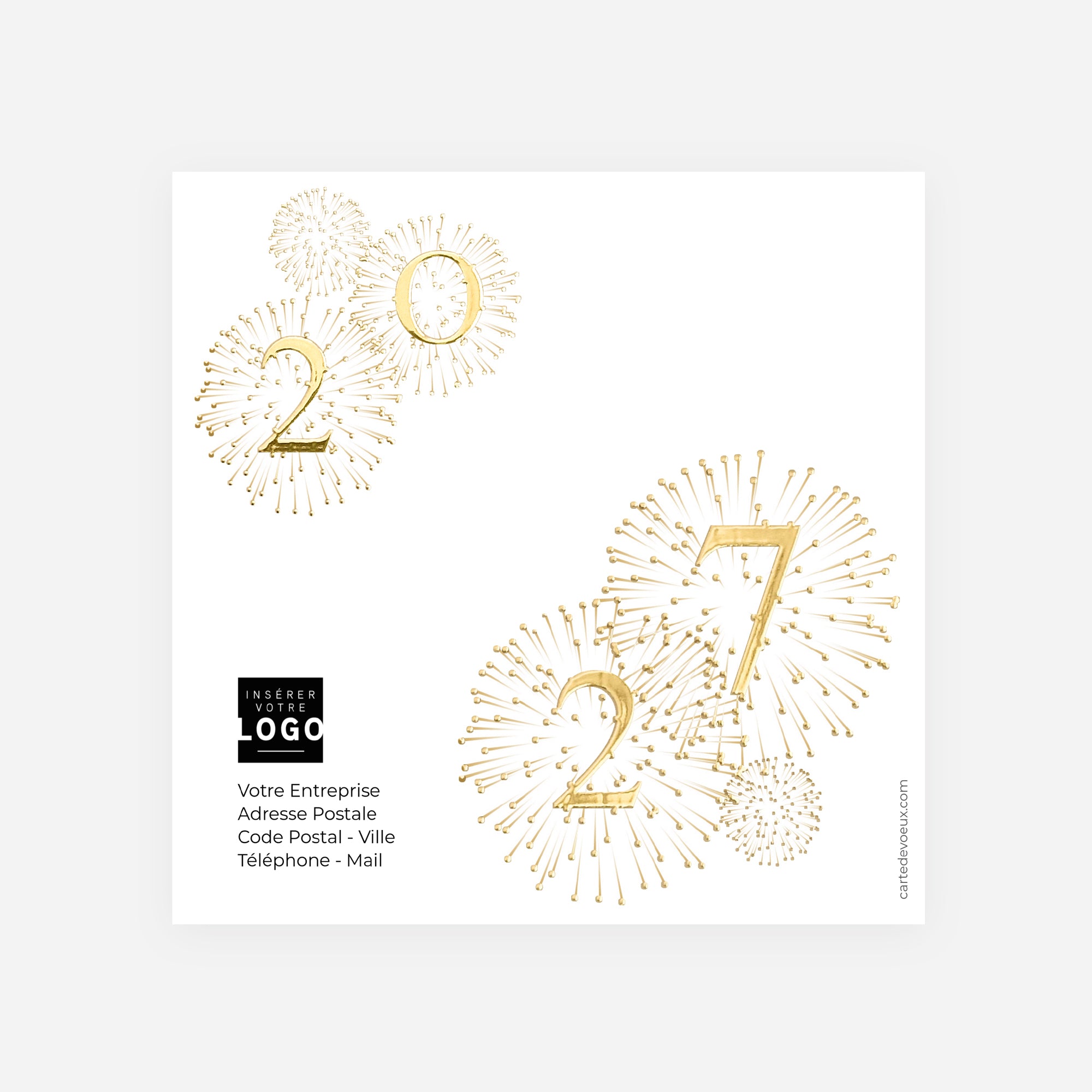 Feux d’Or | Vœux professionnels • Carte de voeux dorure • Carré double photo N° 3