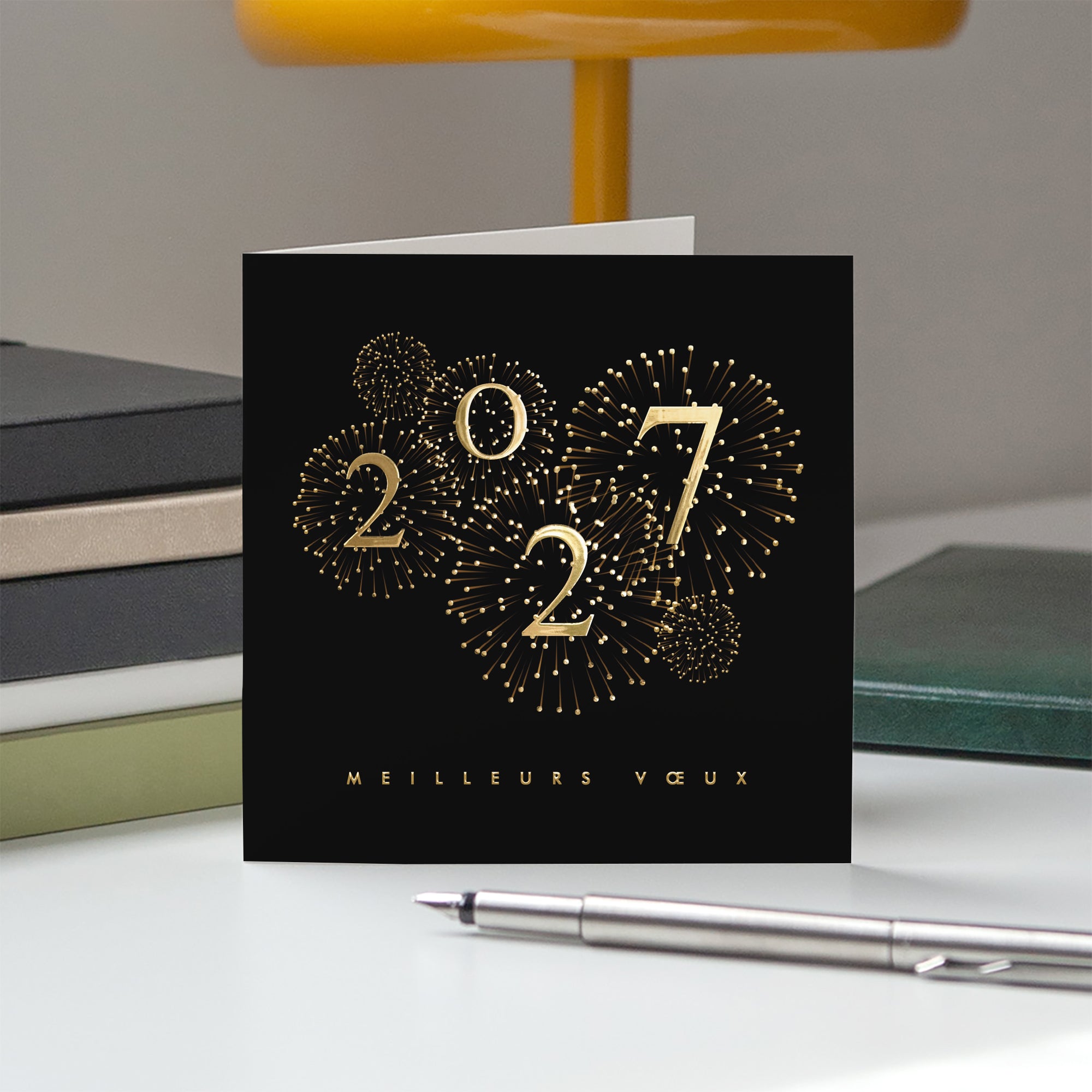 Feux d’Or | Vœux professionnels • Carte de voeux dorure • Carré double photo N° 5
