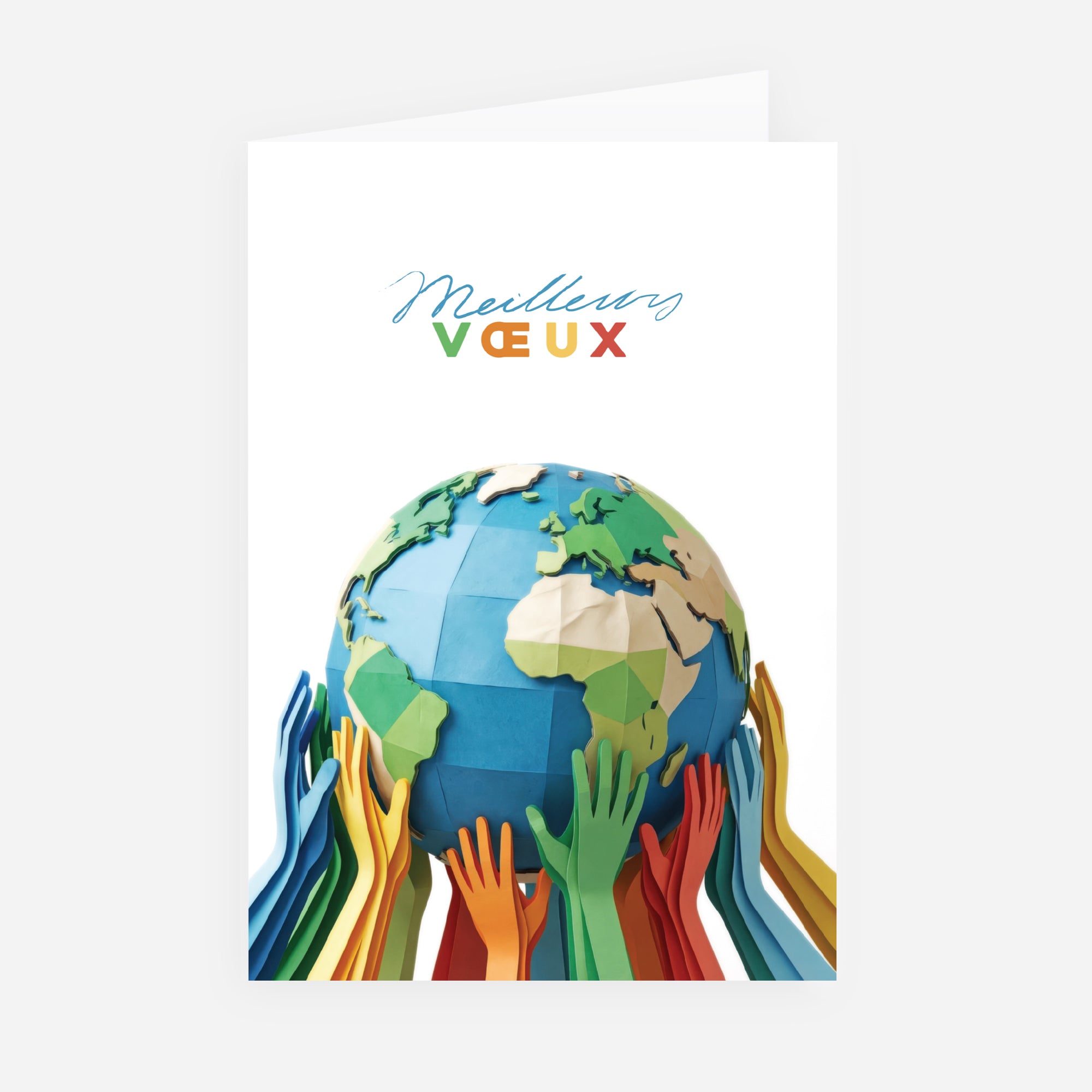 Unis pour le Monde | Vœux professionnels • Carte de voeux • Double volet portrait photo N° 1