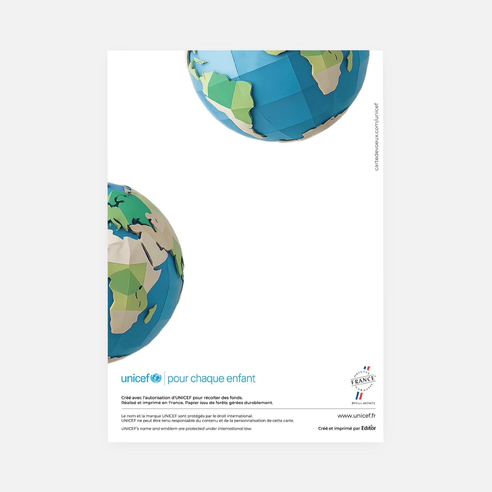 Unis pour le Monde | Vœux professionnels • Carte de voeux • Double volet portrait photo N° 3