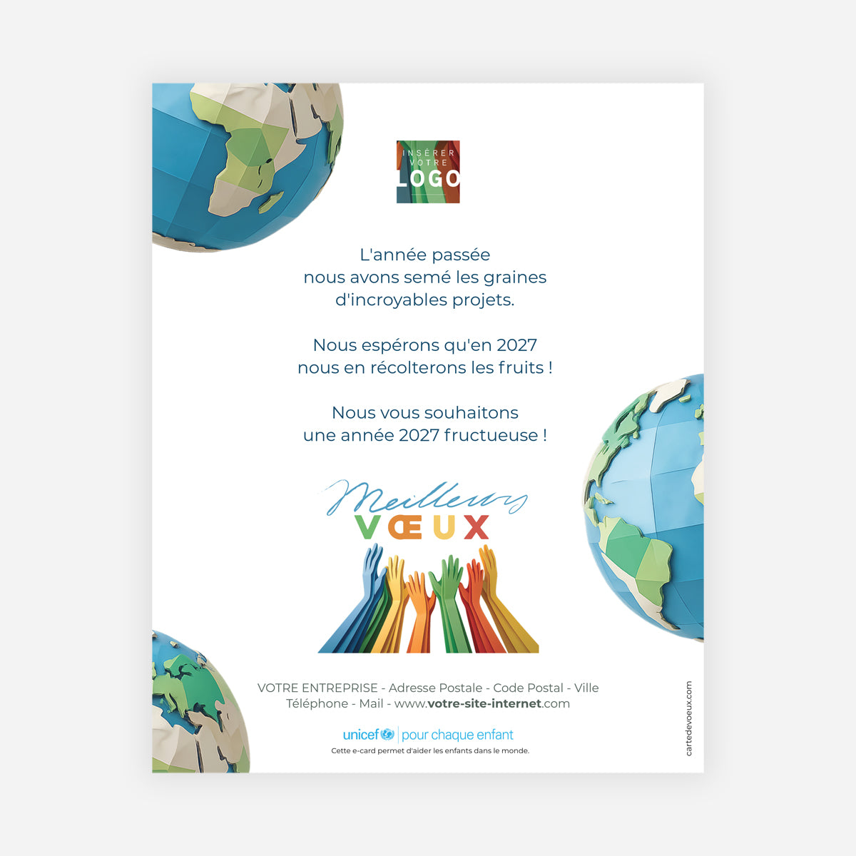 Unis pour le Monde | Vœux professionnels • Carte virtuelle • eCard Image photo N° 1