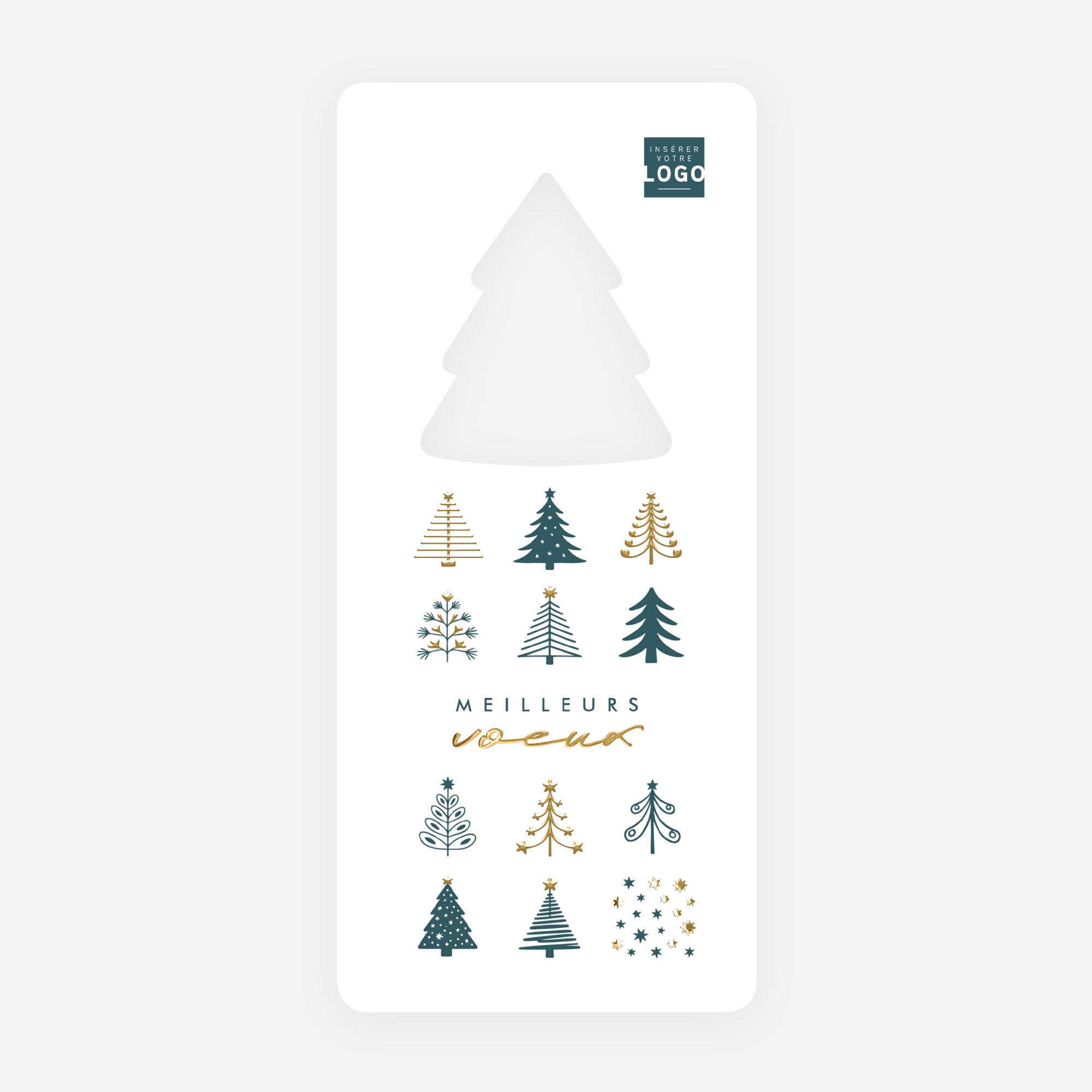 Forêt Graphique | Vœux professionnels • Carte de voeux dorure • Vertical sapin photo N° 1