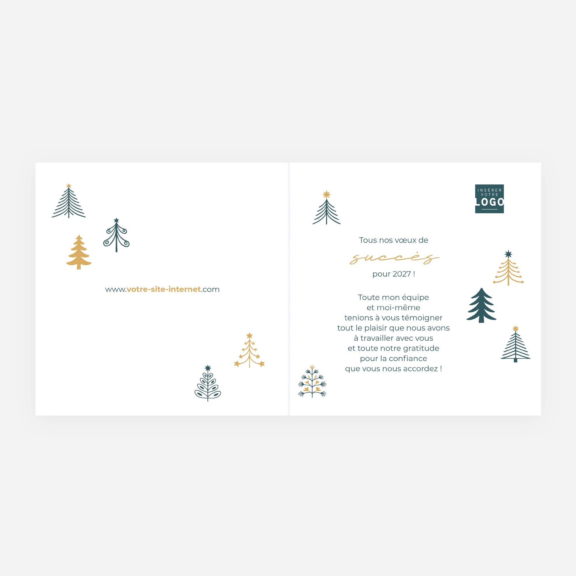 Forêt Graphique | Vœux professionnels • Carte de voeux dorure • Carrée pliable photo N° 2