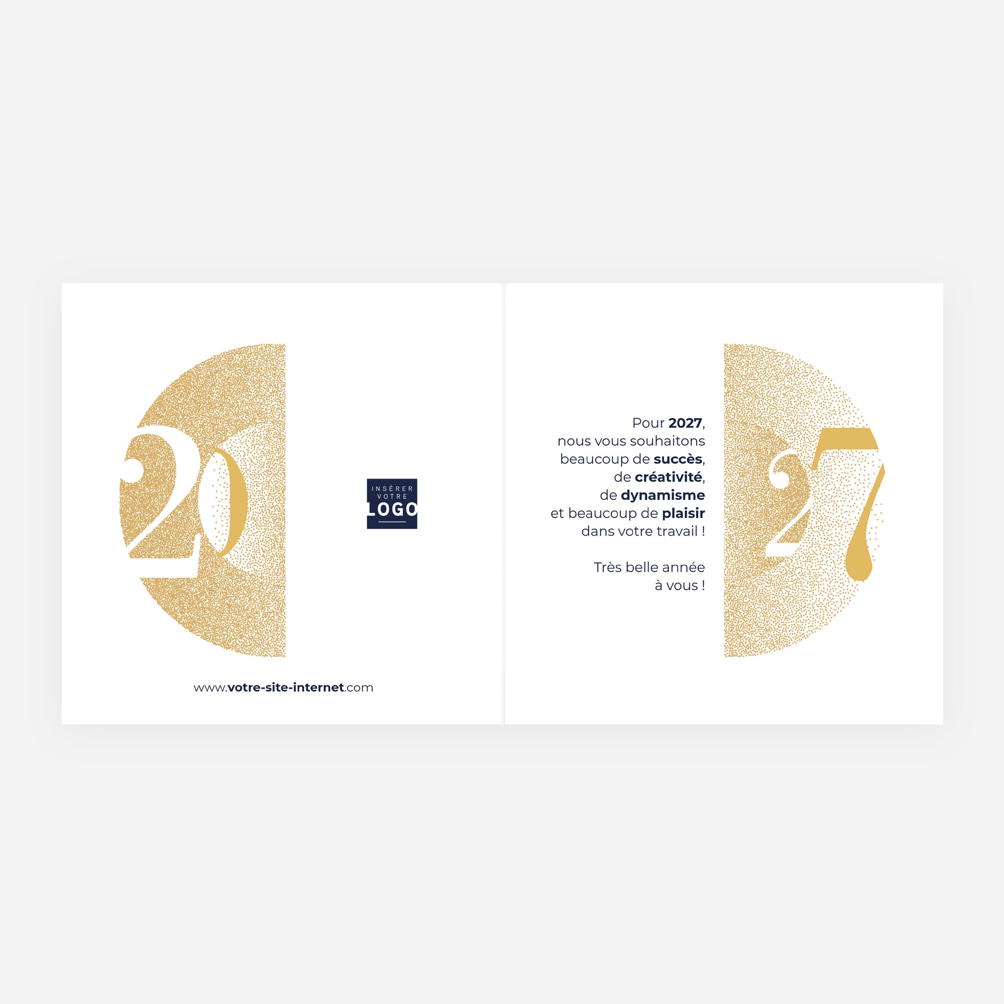 Halo Précieux | Vœux professionnels • Carte de voeux dorure • Carré double photo N° 2