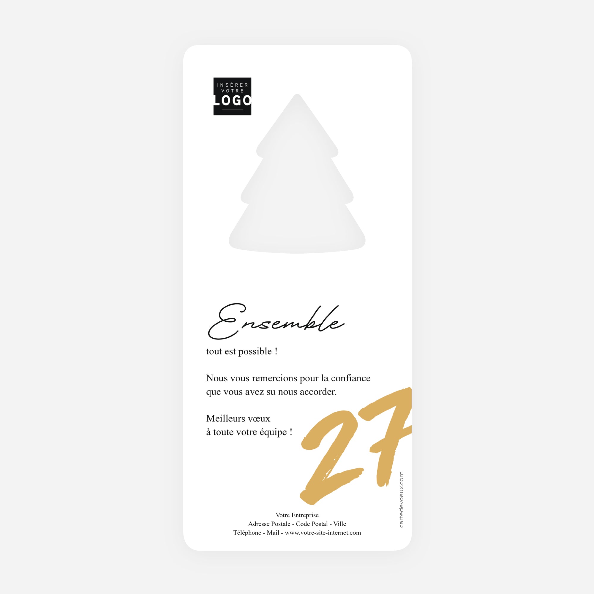 Écriture d’Or | Vœux professionnels • Carte de voeux dorure • Sapin découpé photo N° 2