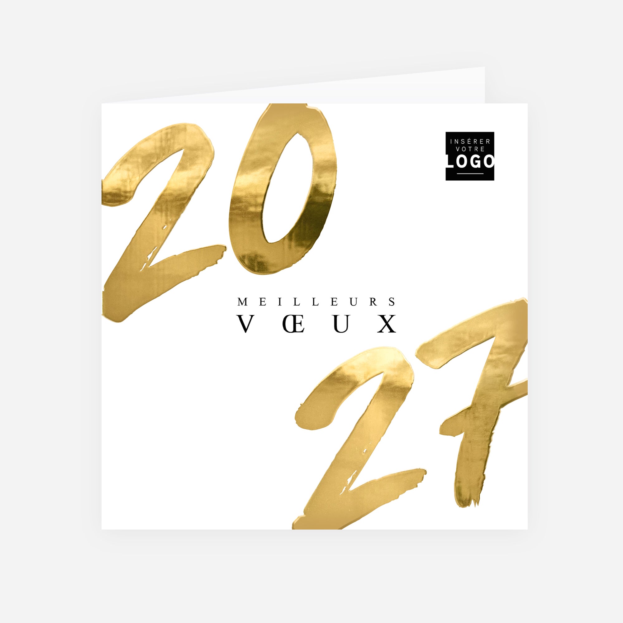 Écriture d’Or | Vœux professionnels • Carte de voeux dorure • Carré double photo N° 1
