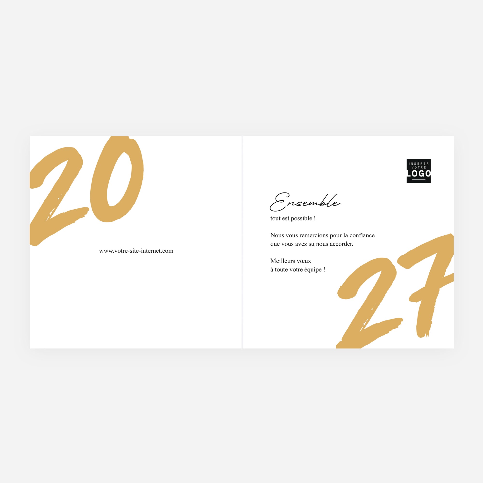 Écriture d’Or | Vœux professionnels • Carte de voeux dorure • Carré double photo N° 2