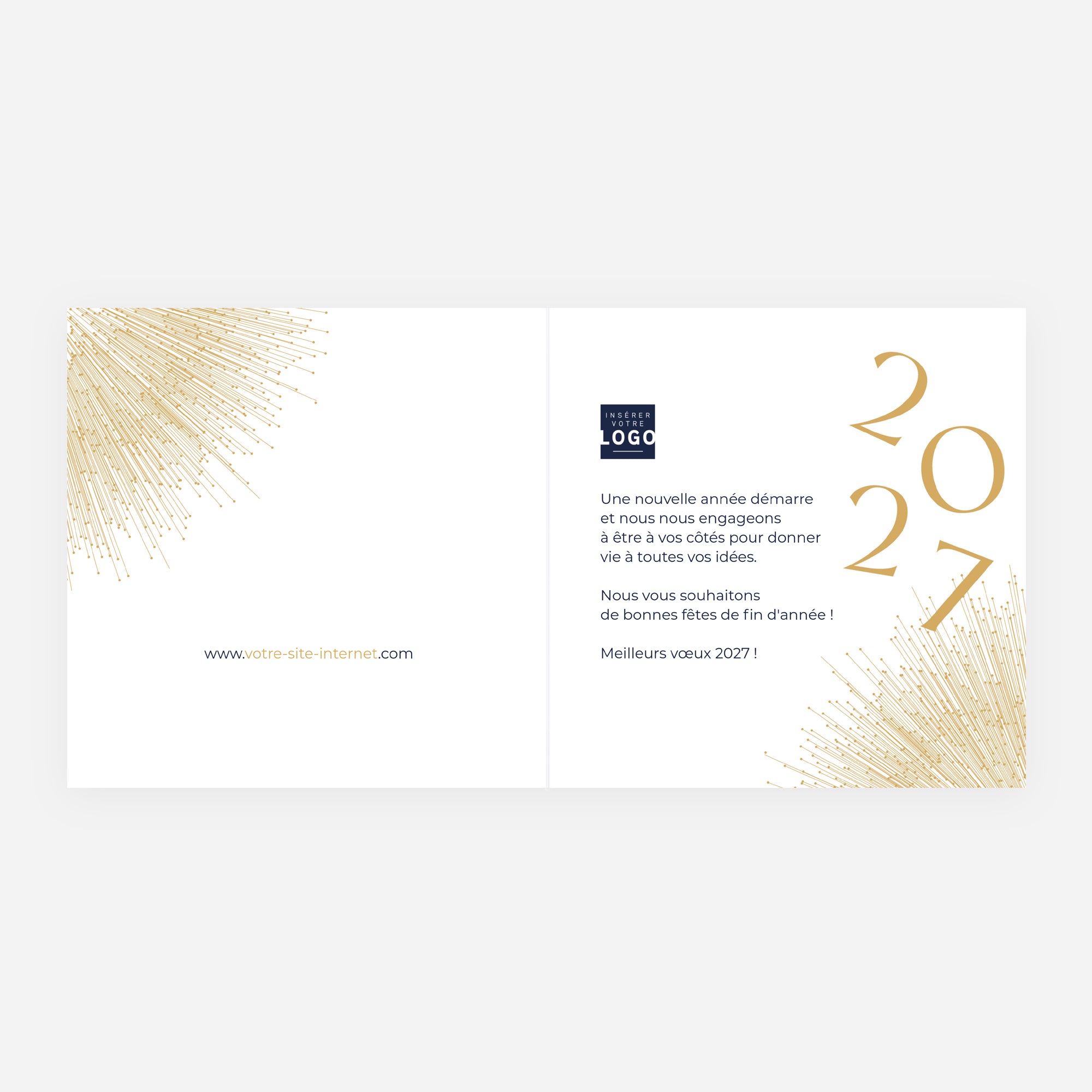 Jaillissement d’Or | Vœux professionnels • Carte de voeux dorure • Carré double photo N° 2