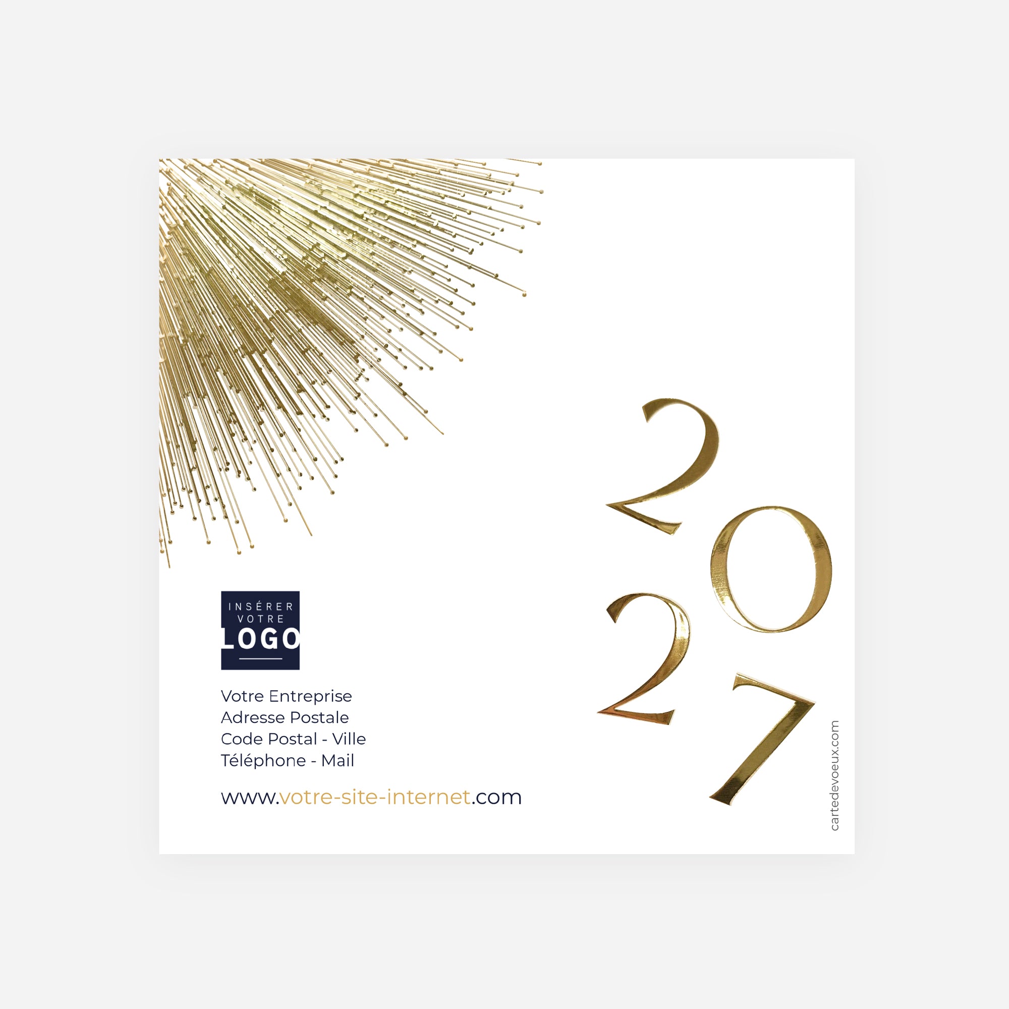 Jaillissement d’Or | Vœux professionnels • Carte de voeux dorure • Carré double photo N° 3