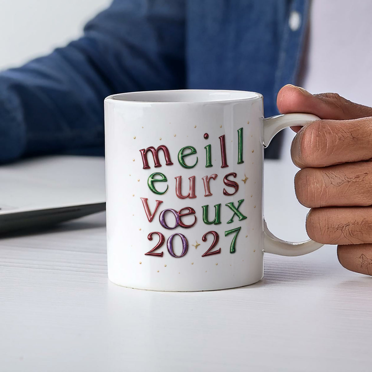 Éclat Typographique | Cadeau entreprise • Mug • Blanc photo N° 2