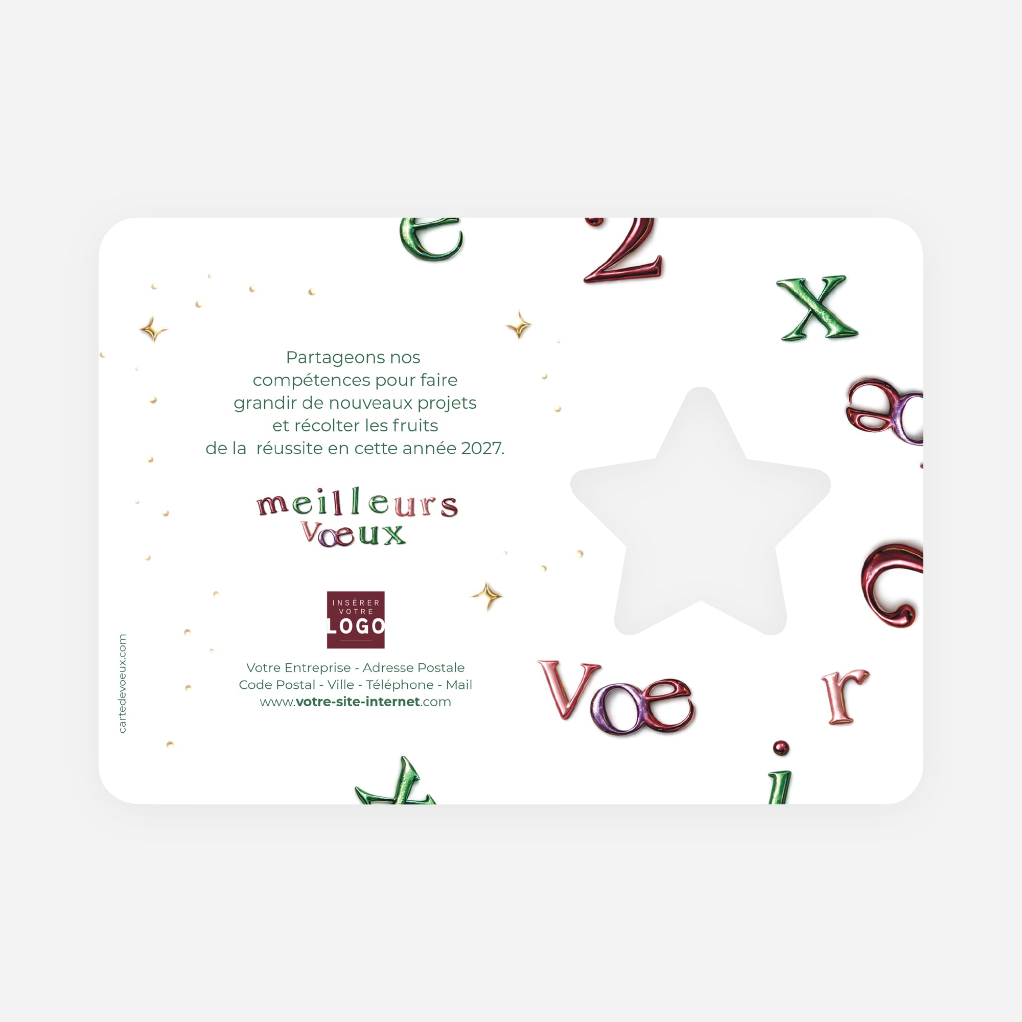 Éclat Typographique | Vœux professionnels • Carte de voeux • Horizontal étoile photo N° 2