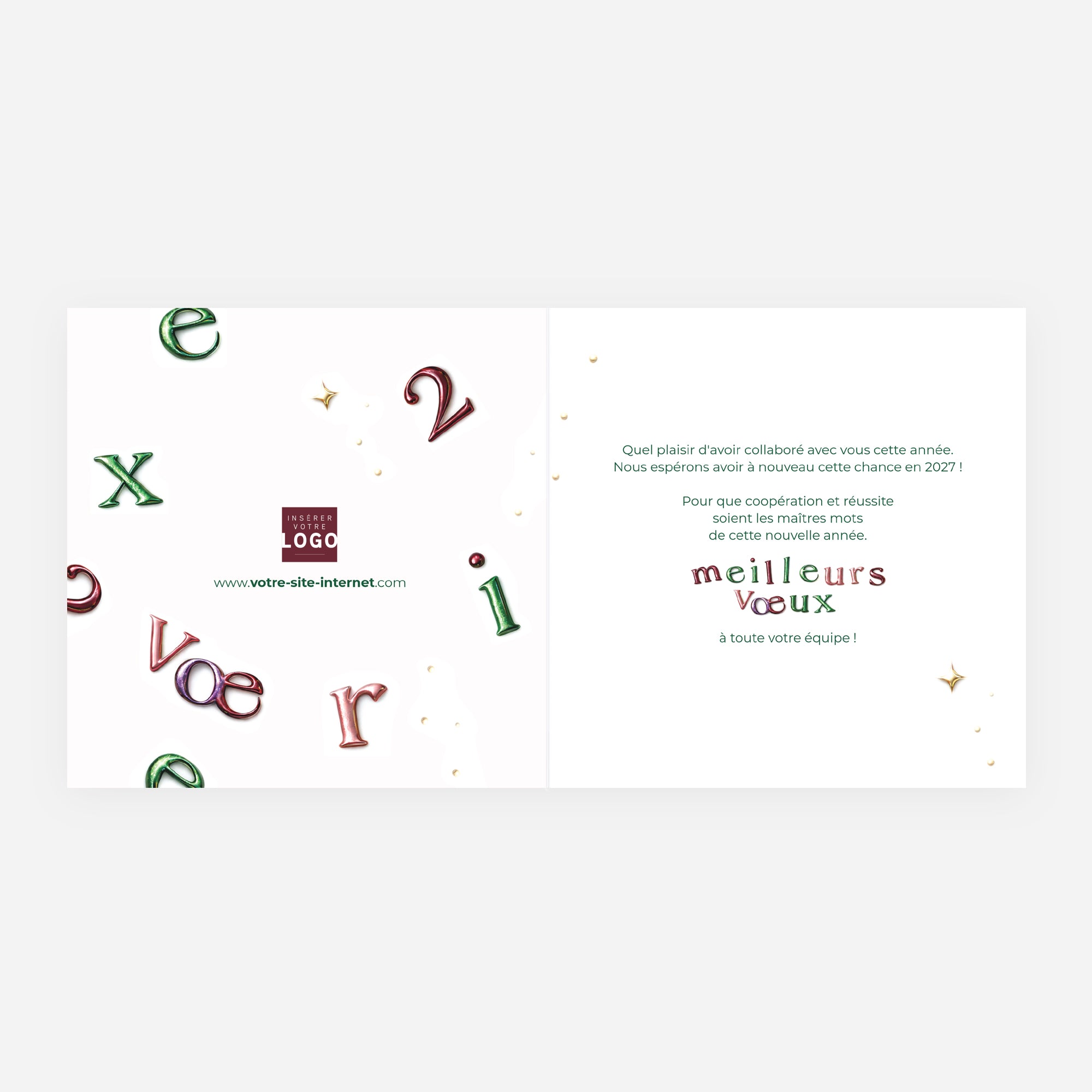 Éclat Typographique | Vœux professionnels • Carte de voeux • Carré double photo N° 2