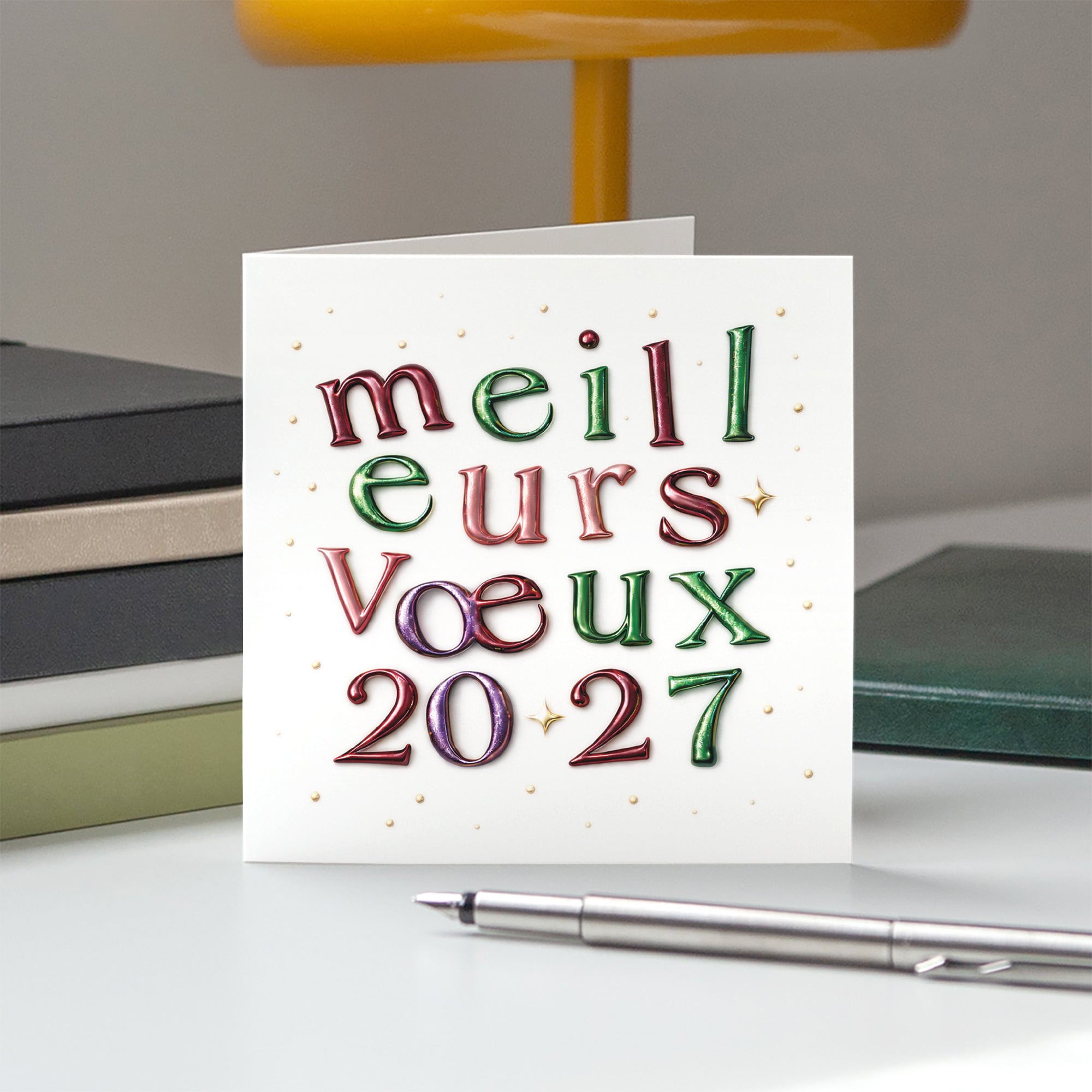 Éclat Typographique | Vœux professionnels • Carte de voeux • Carré double photo N° 5
