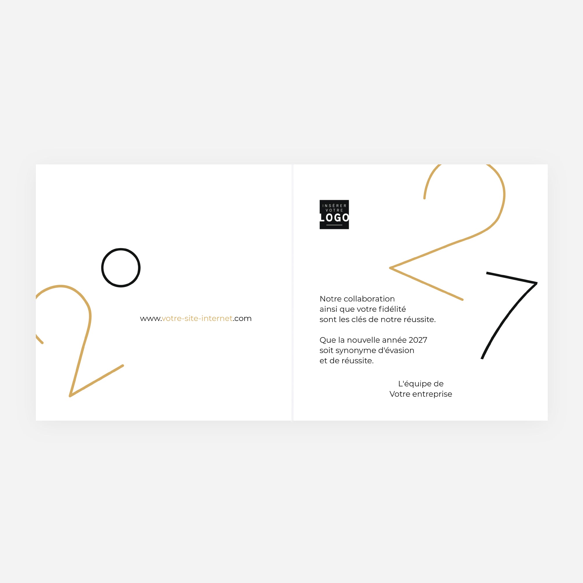 Design Précieux | Vœux professionnels • Carte de voeux dorure • Carré double photo N° 2
