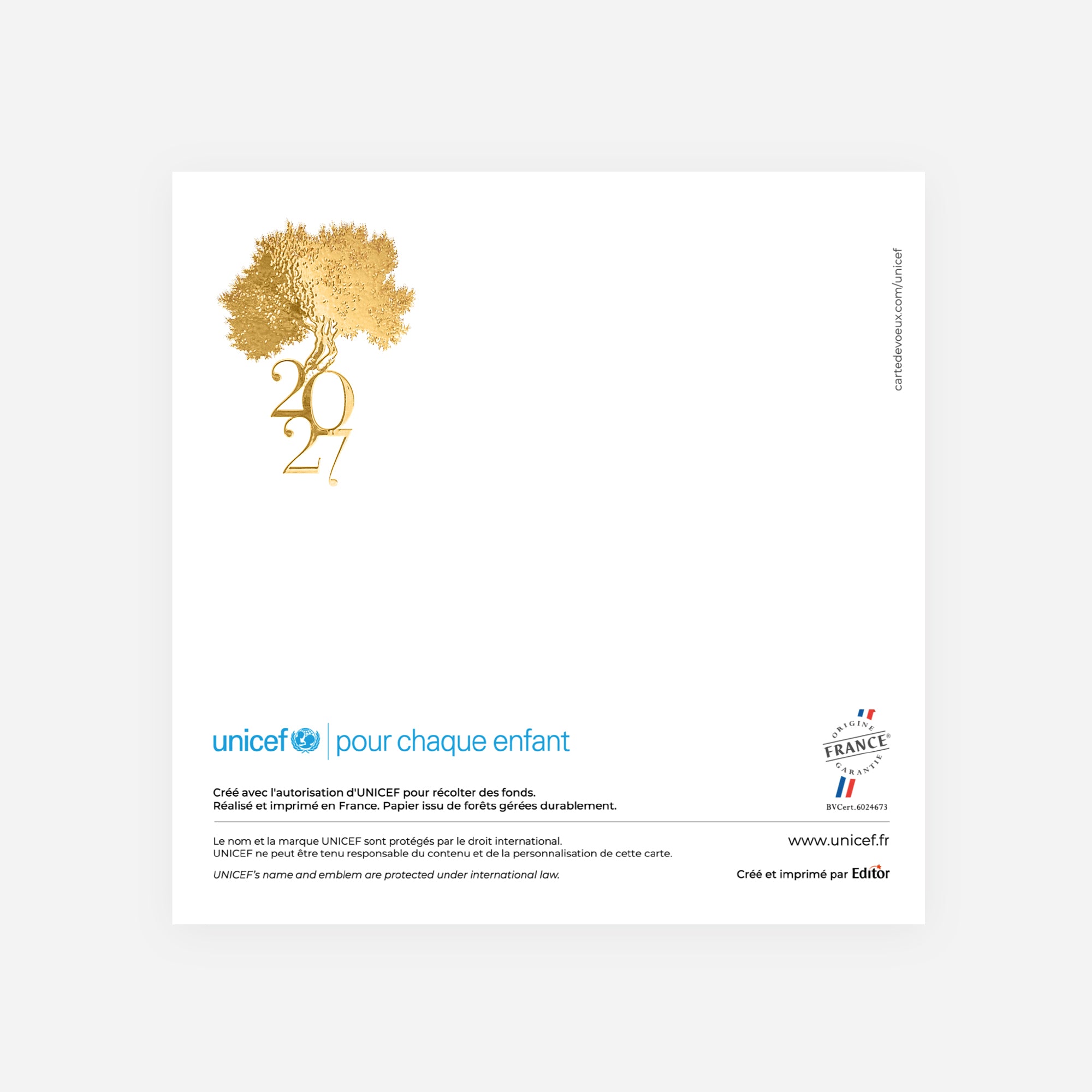 Arbre Précieux | Vœux professionnels • Carte de voeux dorure • Carré double photo N° 3