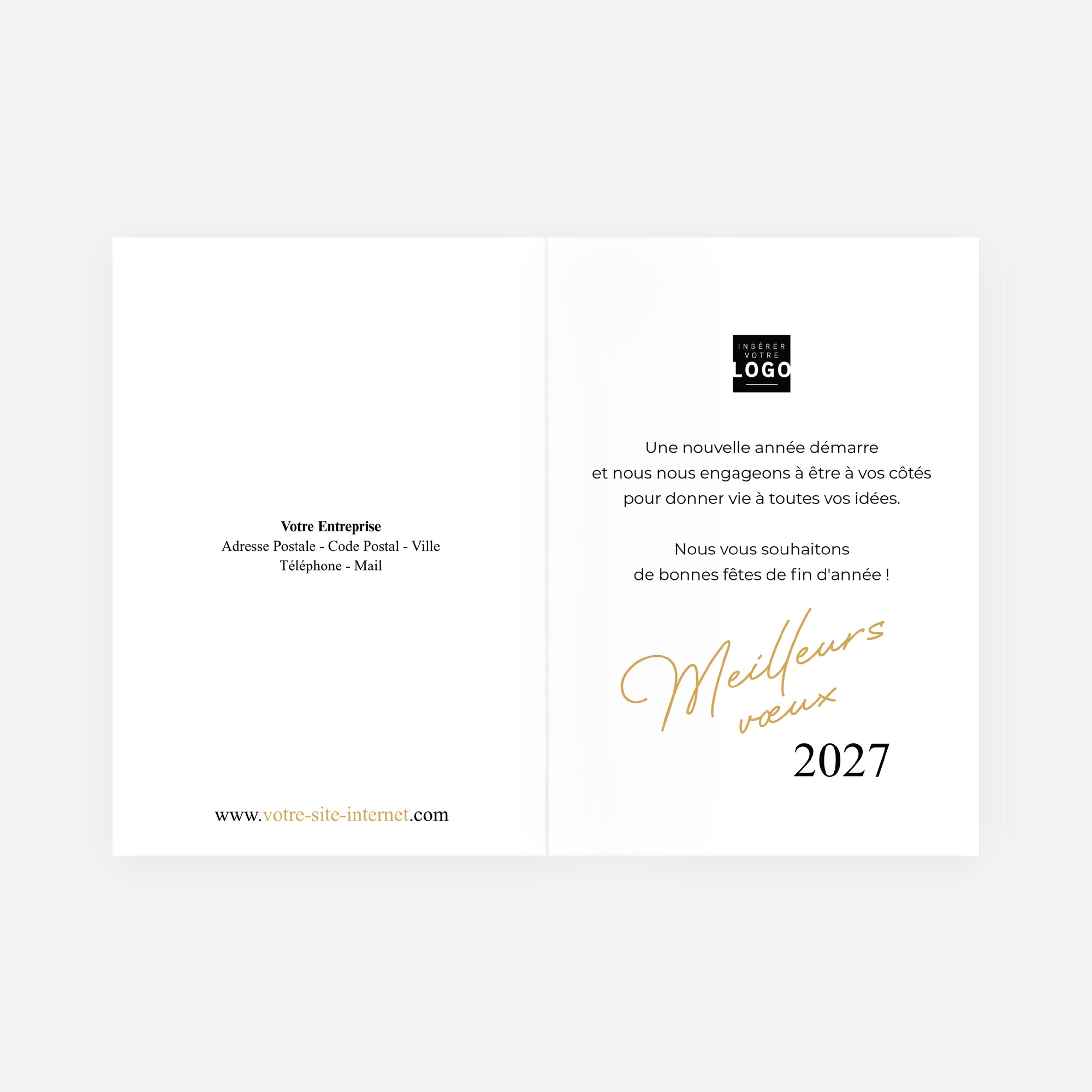 Écriture Précieuse | Vœux professionnels • Carte de voeux • Double volet portrait photo N° 2