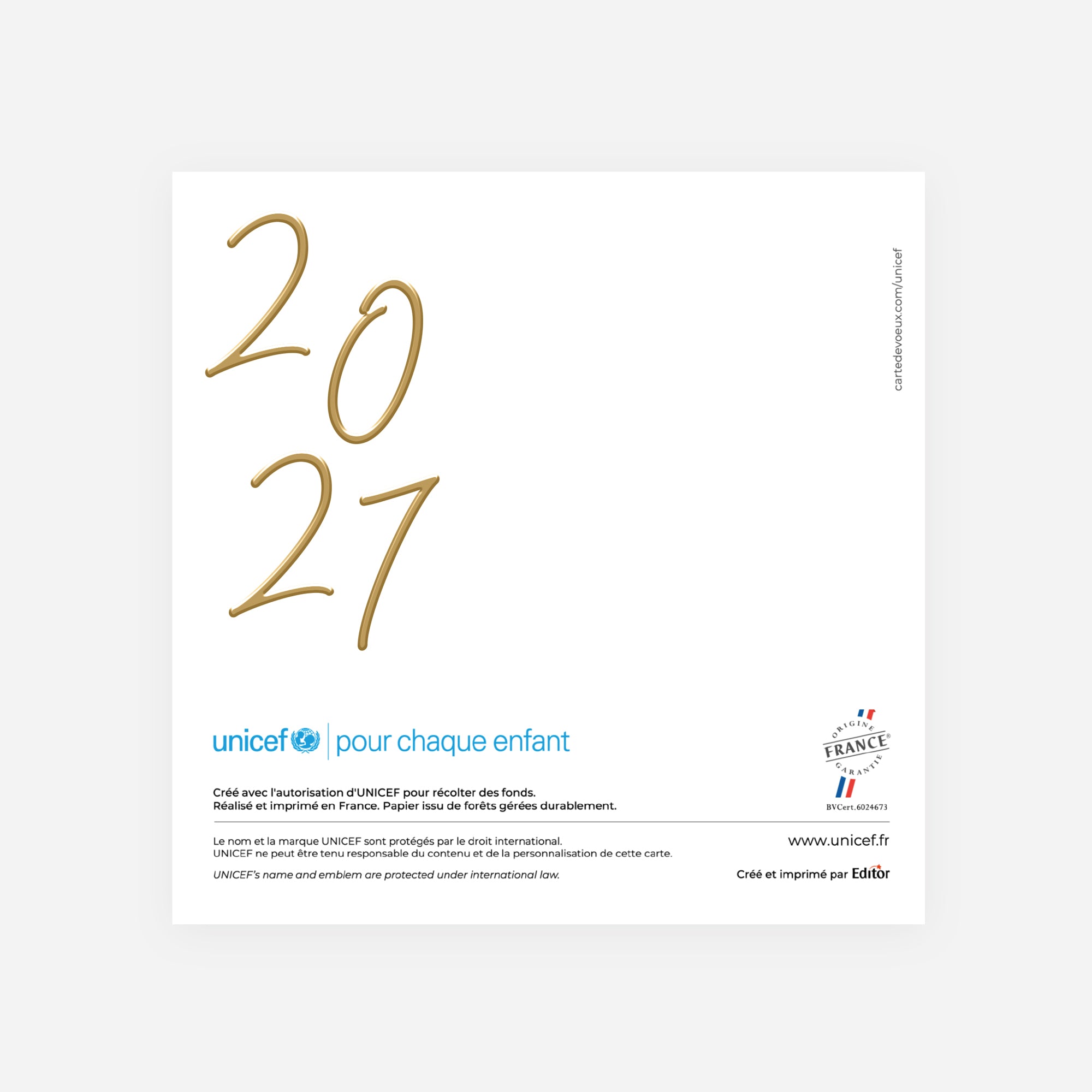 Écriture Précieuse Kraft | Vœux professionnels • Carte de voeux dorure • Carré double photo N° 3
