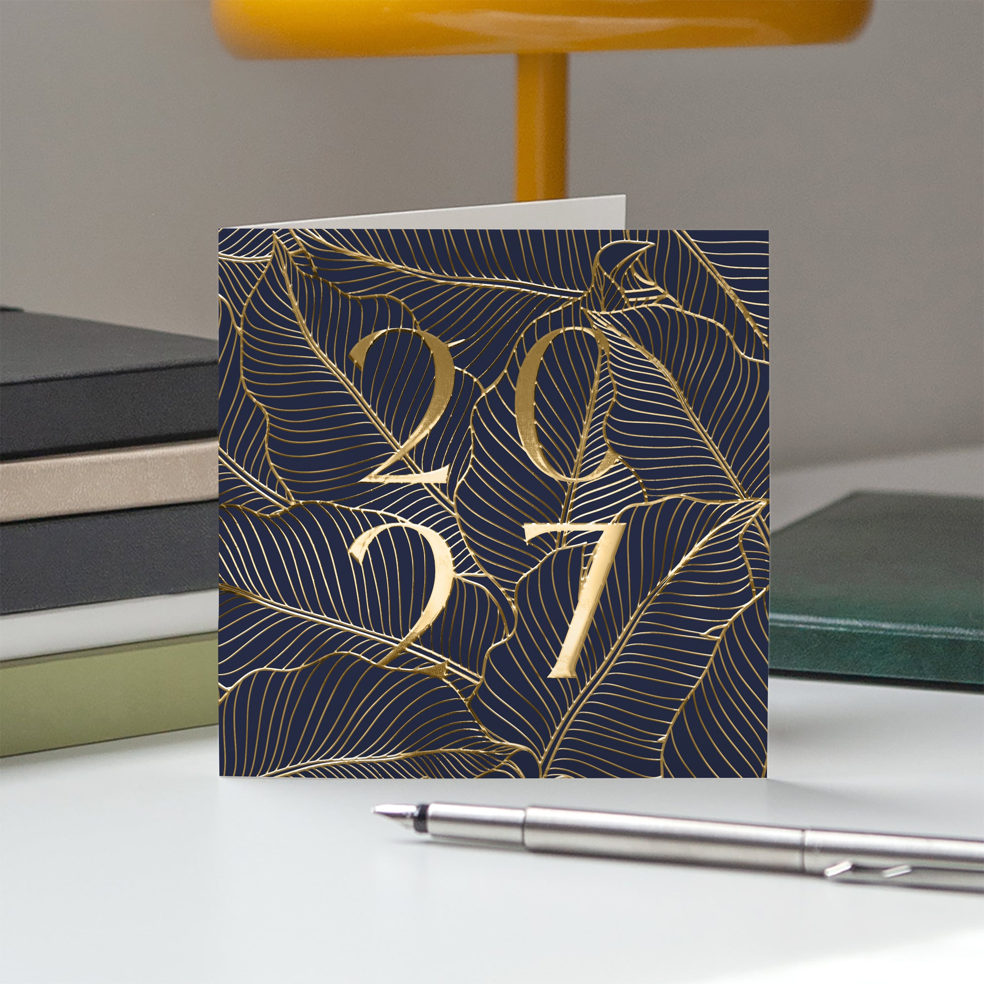 Feuillage d’Or | Vœux professionnels • Carte de voeux dorure • Carrée pliable photo N° 5