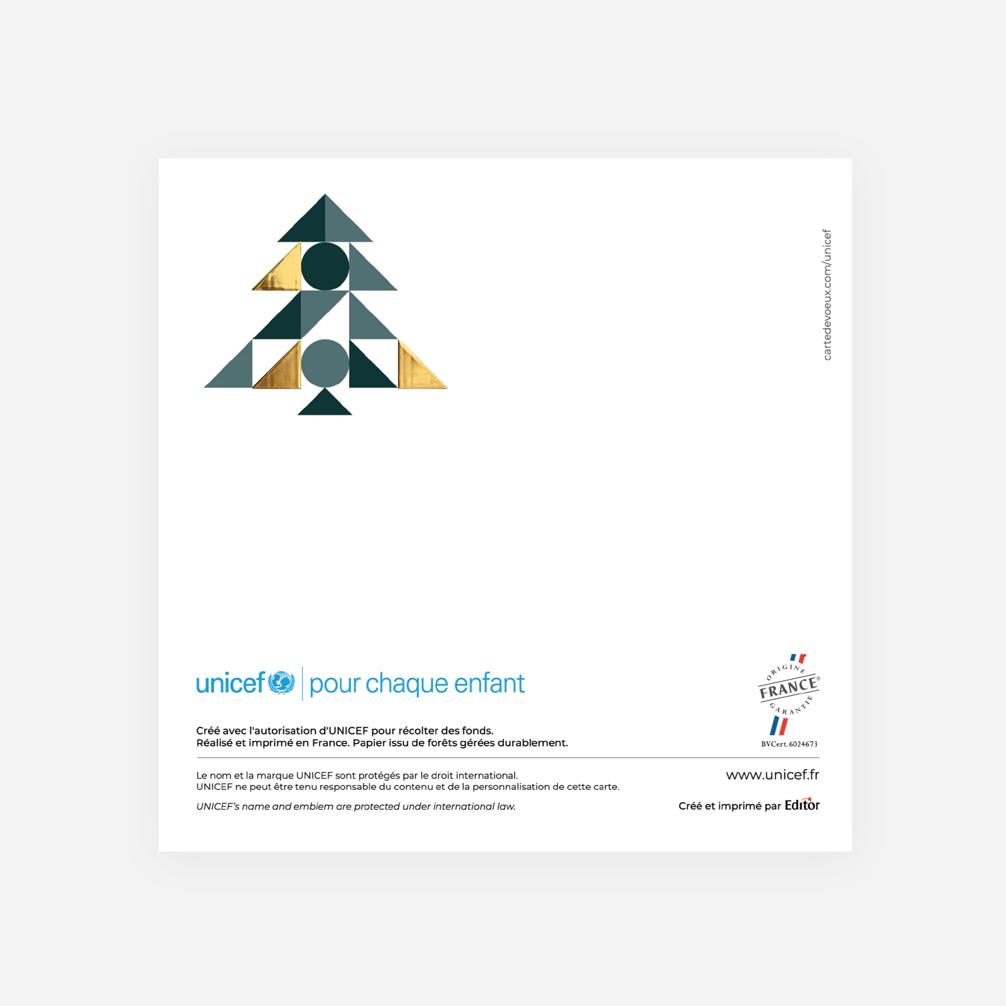 Mosaïque d’Hiver | Vœux professionnels • Carte de voeux dorure • Carré double photo N° 3