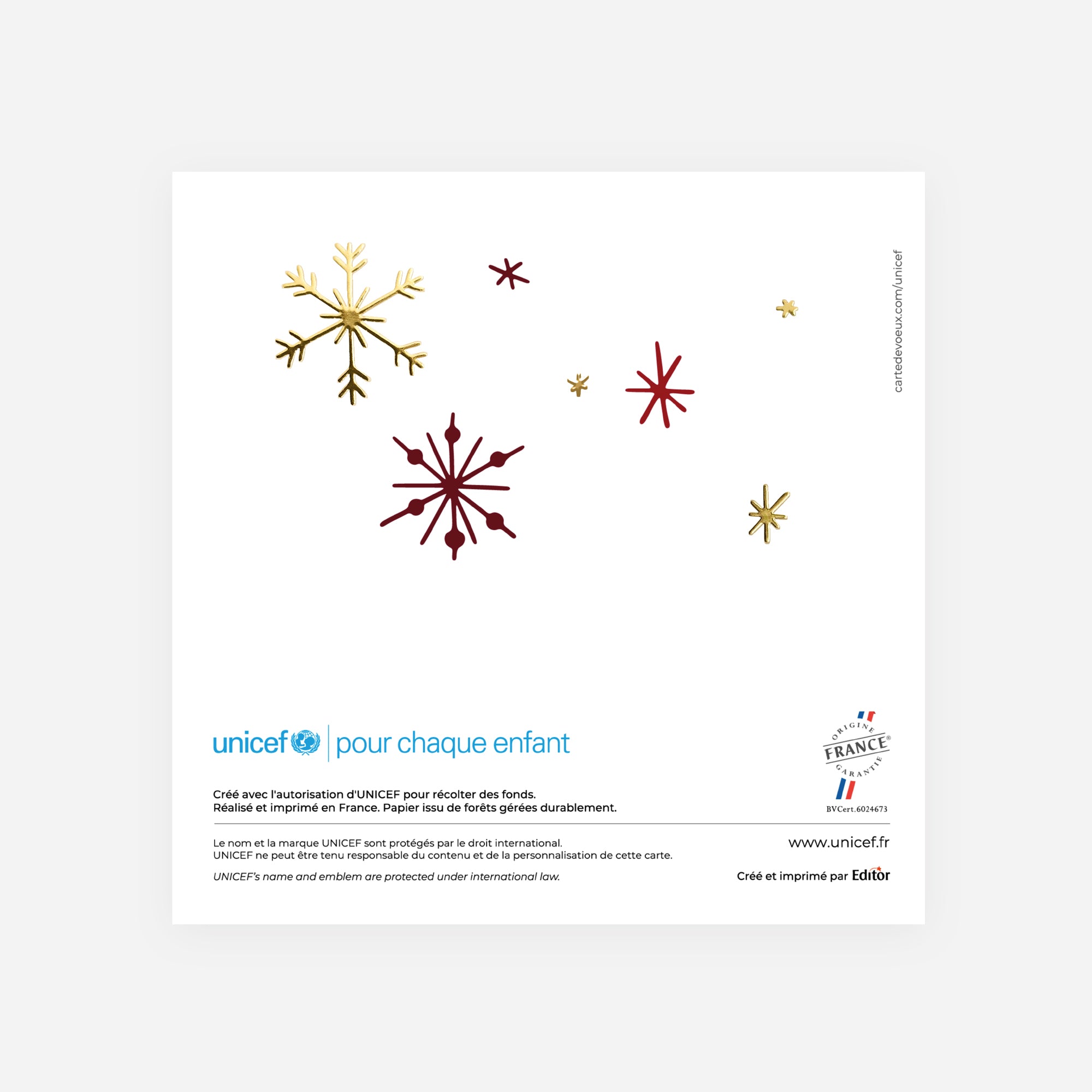 Ronde de Flocons | Vœux professionnels • Carte de voeux dorure • Carré double photo N° 3