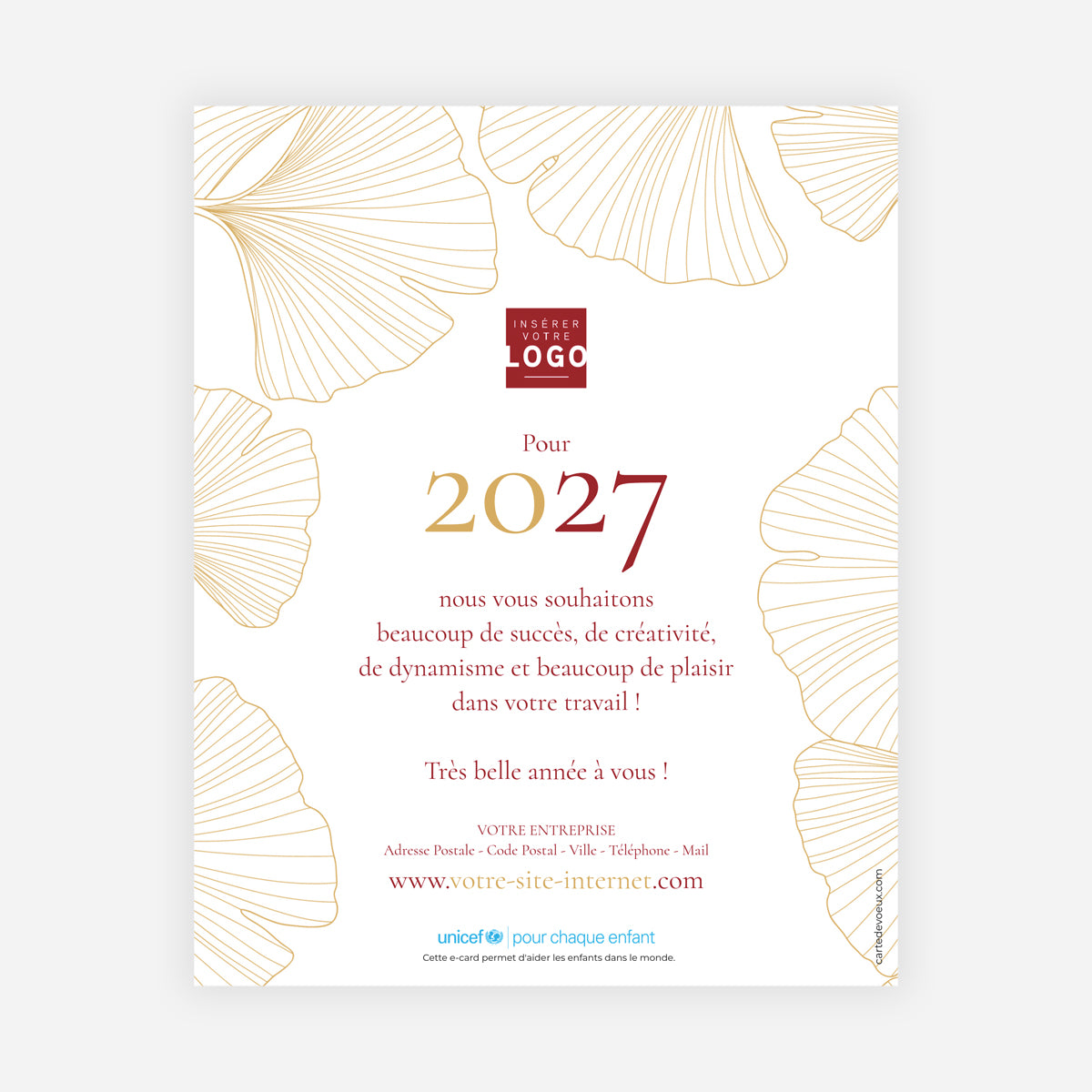 Ginkgo Doré Rouge | Vœux professionnels • Carte virtuelle • eCard Image photo N° 1