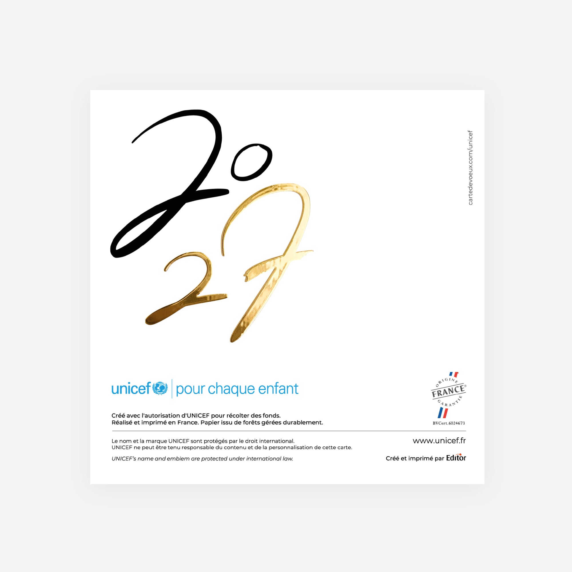 Alliance Graphique | Vœux professionnels • Carte de voeux dorure • Carré double photo N° 3