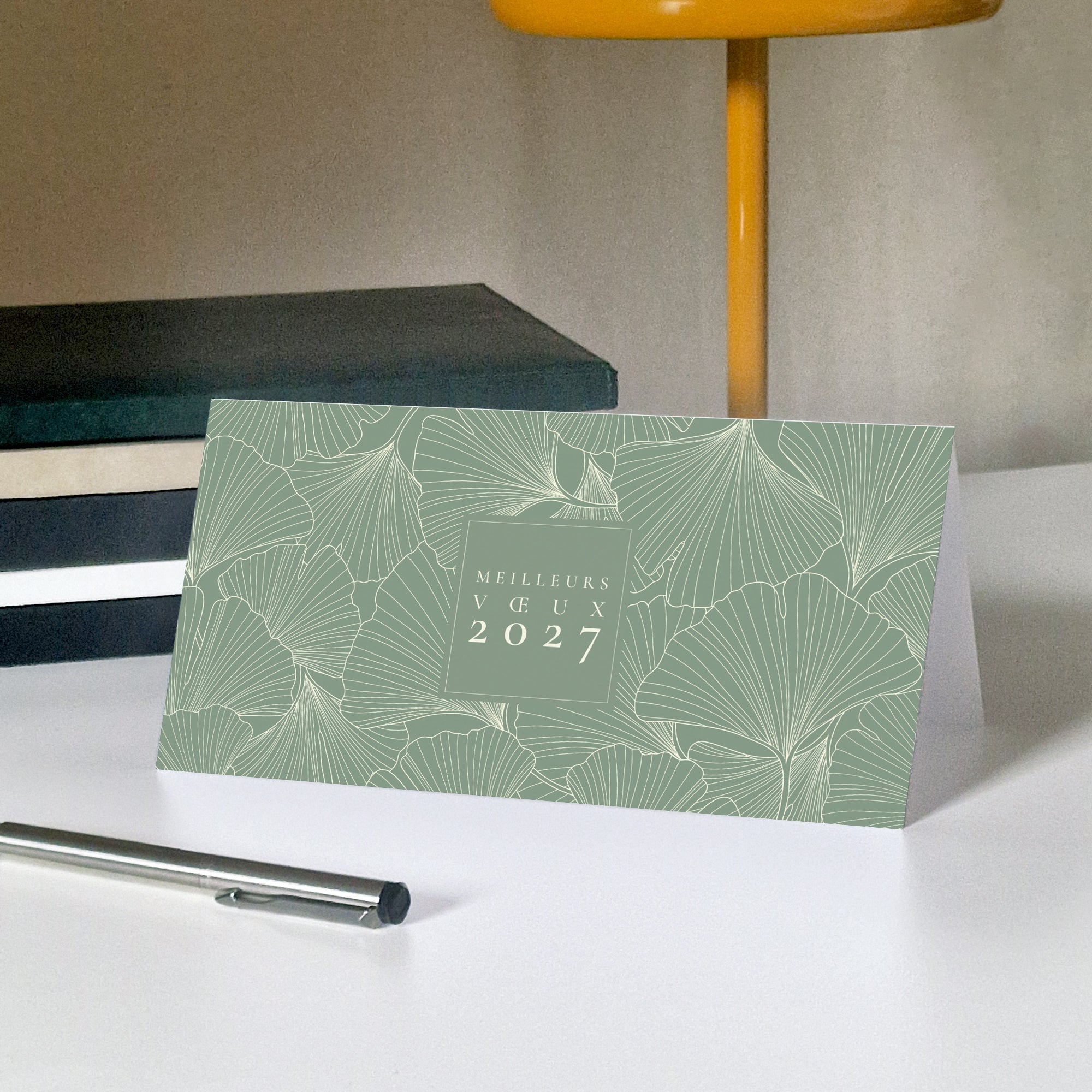 Ginkgo Vert Amande | Vœux professionnels • Carte de voeux • Panoramique pliable photo N° 5