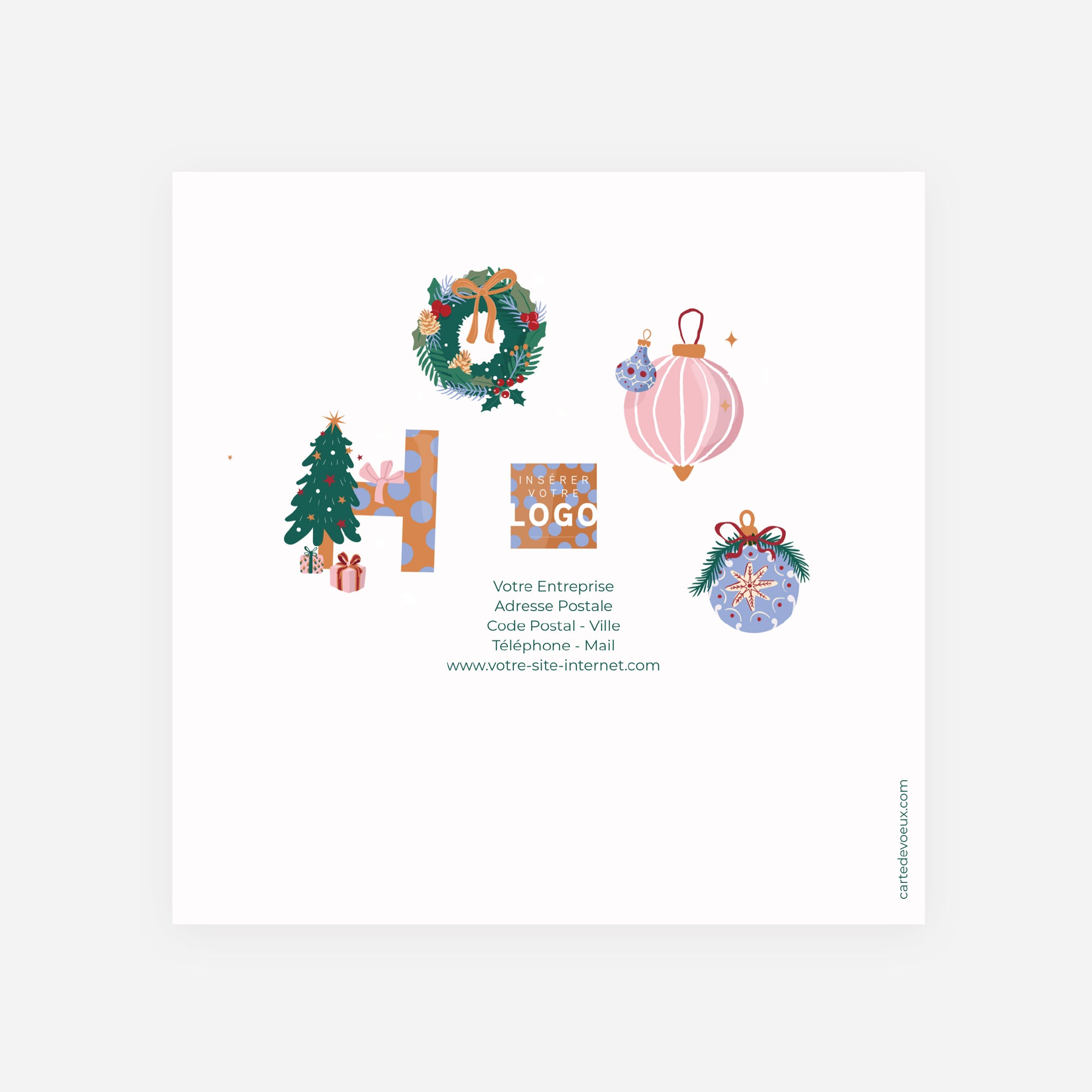 Ho ho déco | Vœux professionnels • Carte de voeux • Carré double photo N° 3