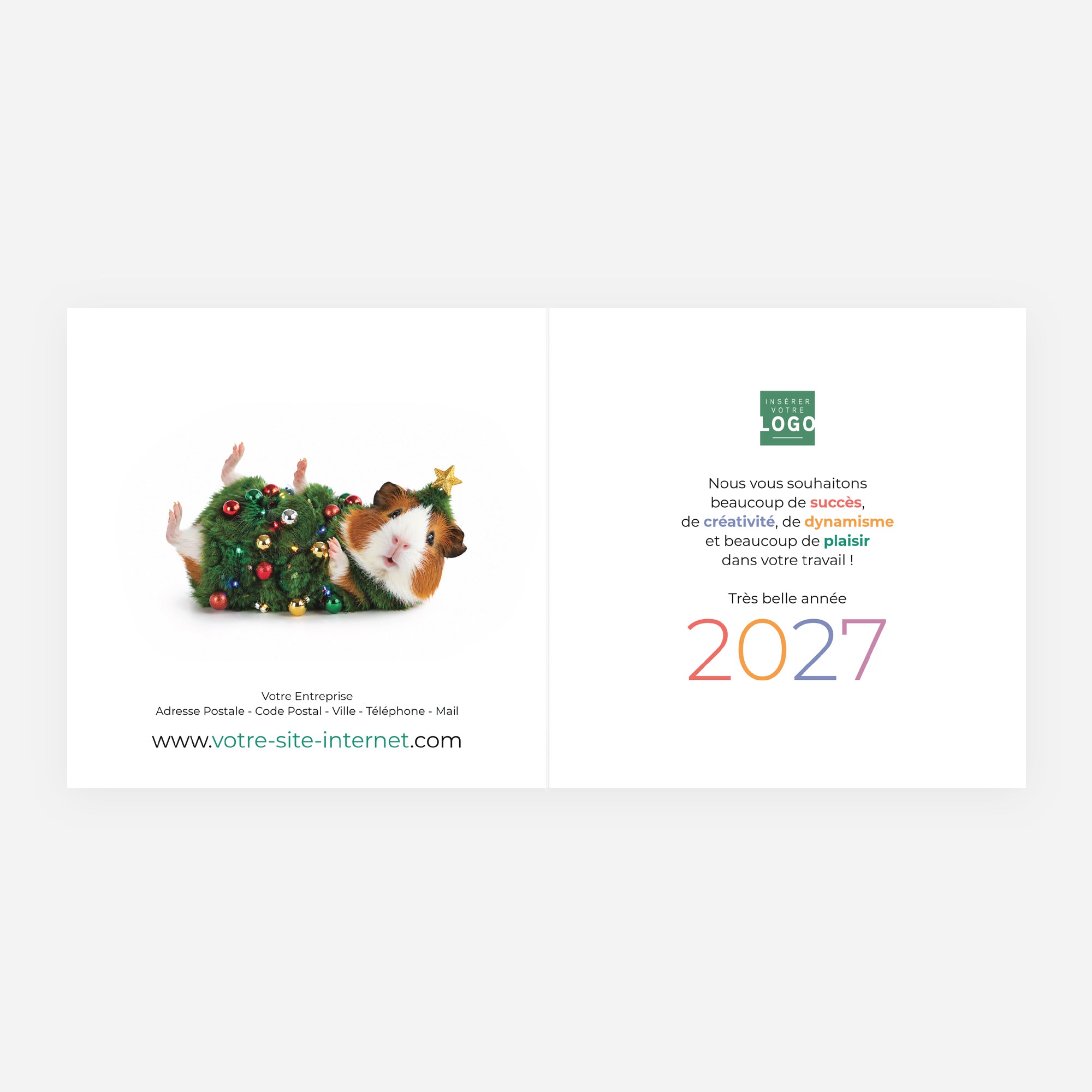 Mascotte de Fête | Vœux professionnels • Carte de voeux • Carré double photo N° 2