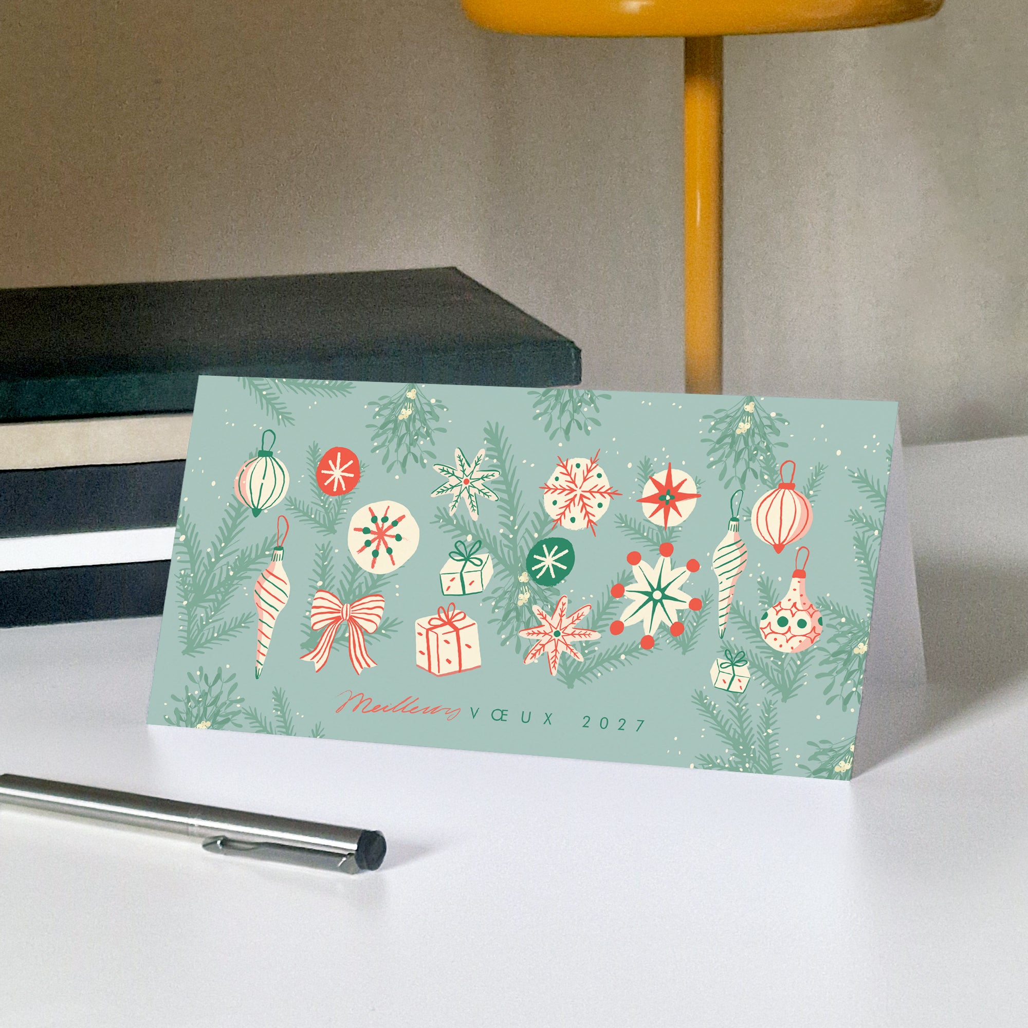 Noël Enchanté | Vœux professionnels • Carte de voeux • Rectangle double photo N° 5