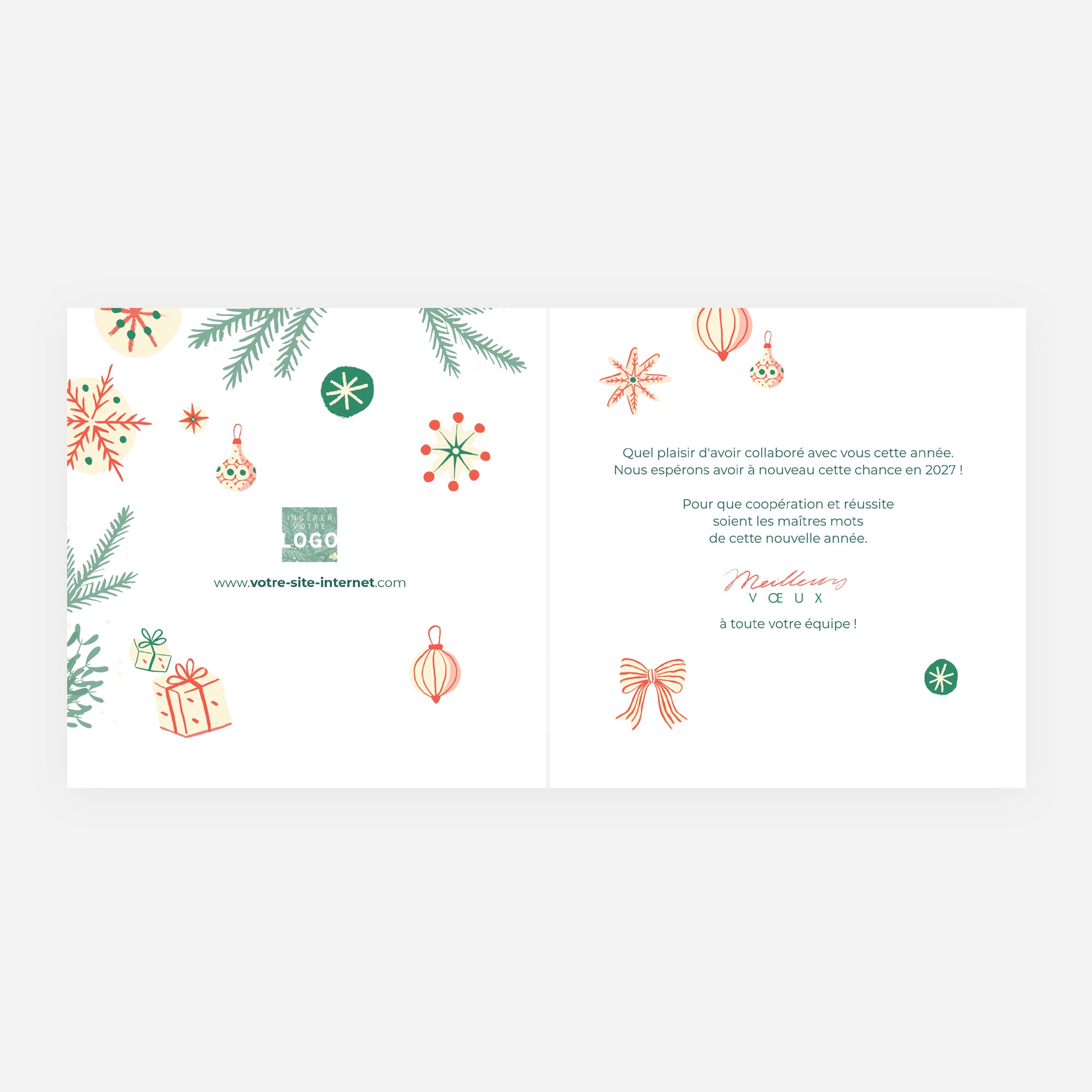 Noël Enchanté | Vœux professionnels • Carte de voeux • Carré double photo N° 2