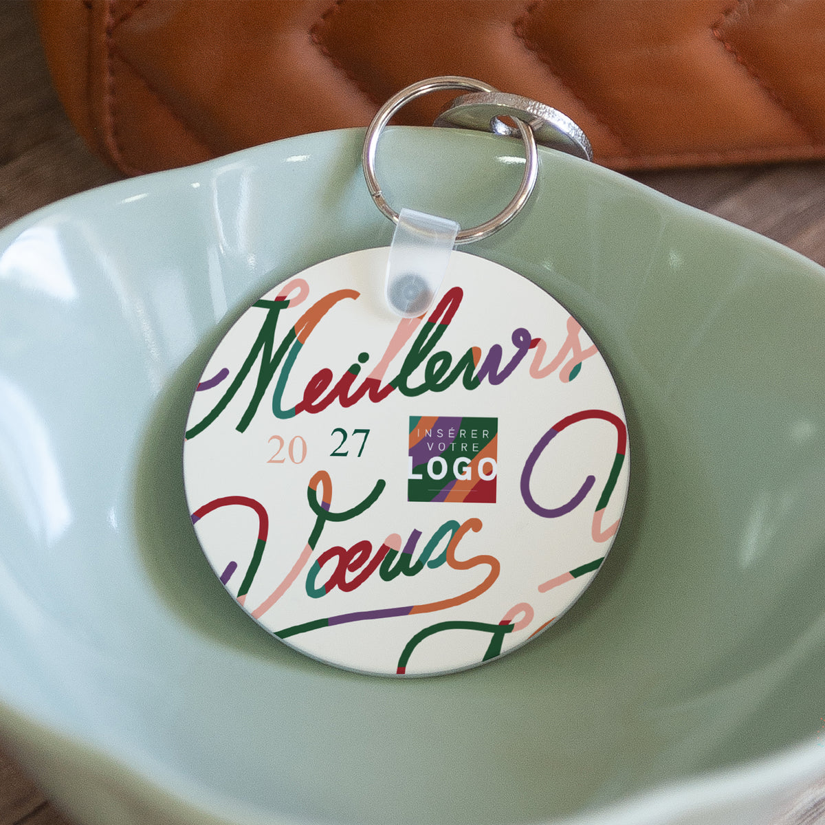 Vœux Calligraphiés | Cadeau entreprise • Porte-clés • Rond photo N° 1