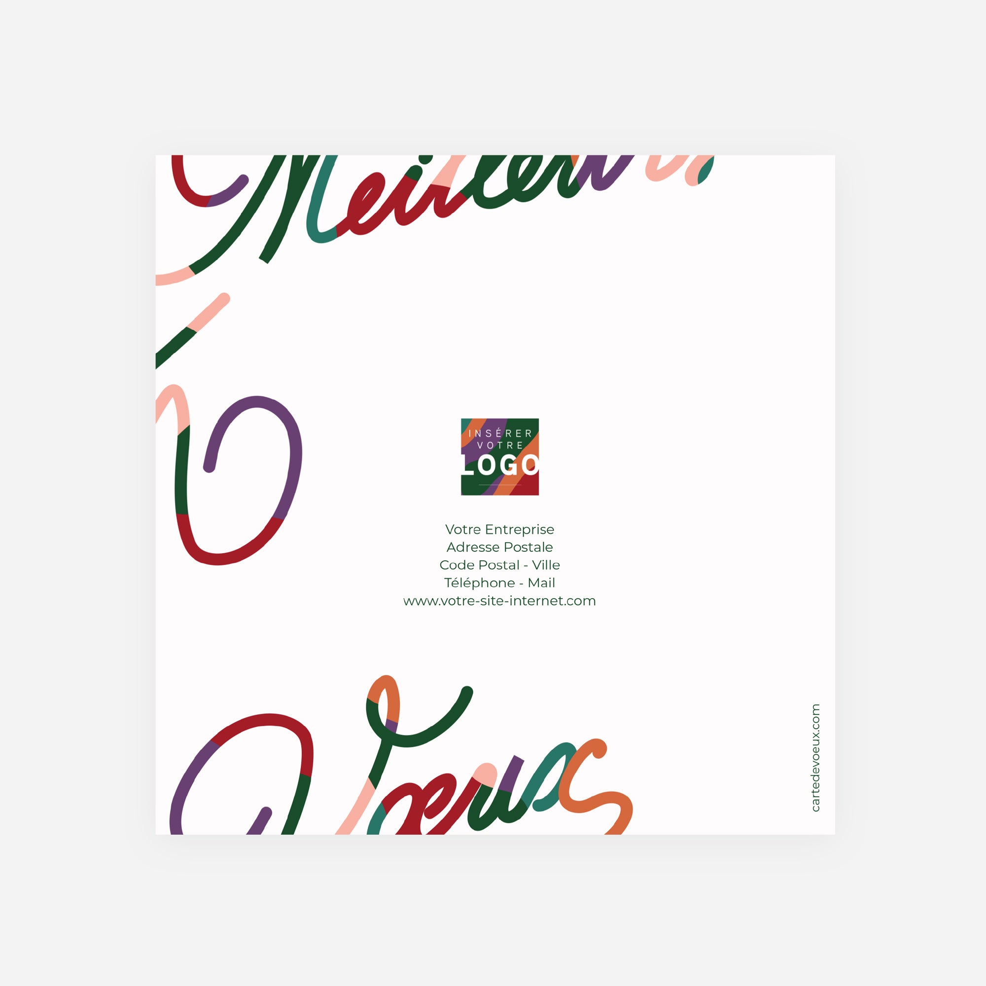 Vœux Calligraphiés | Vœux professionnels • Carte de voeux • Carré double photo N° 3