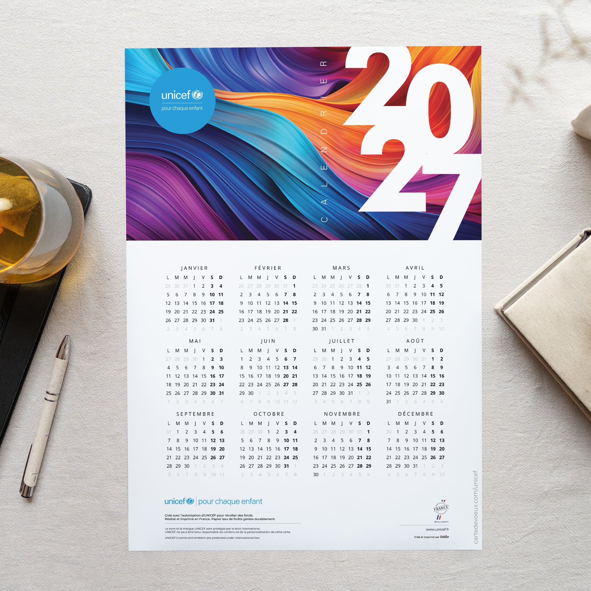 Vagues de Couleur | Vœux professionnels • Calendrier professionnel • A3 photo N° 1