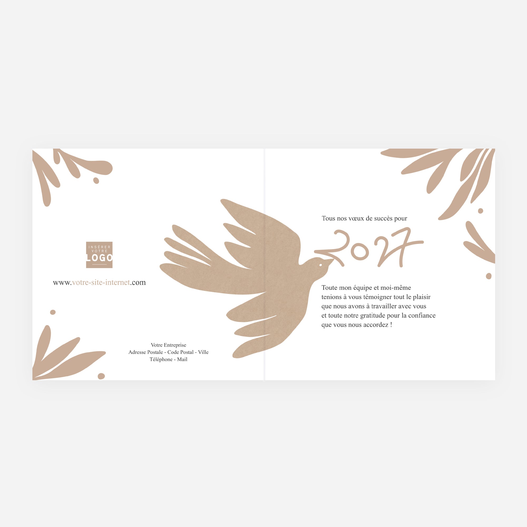 Colombe de Paix | Vœux professionnels • Carte de voeux • Carré double photo N° 2