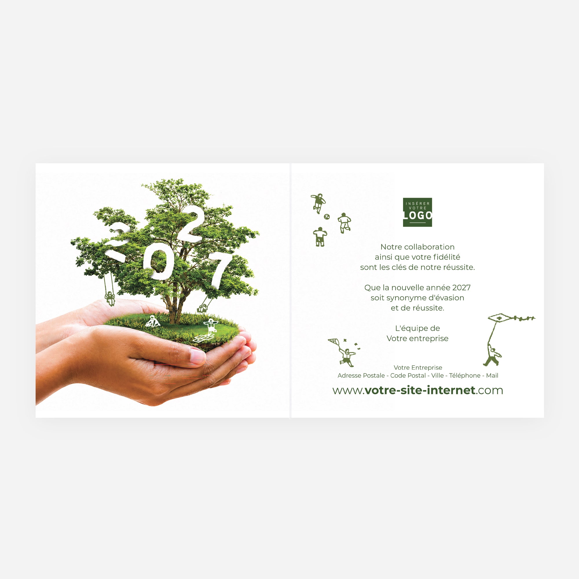 Arbre d’Espérance | Vœux professionnels • Carte de voeux • Carré double photo N° 2