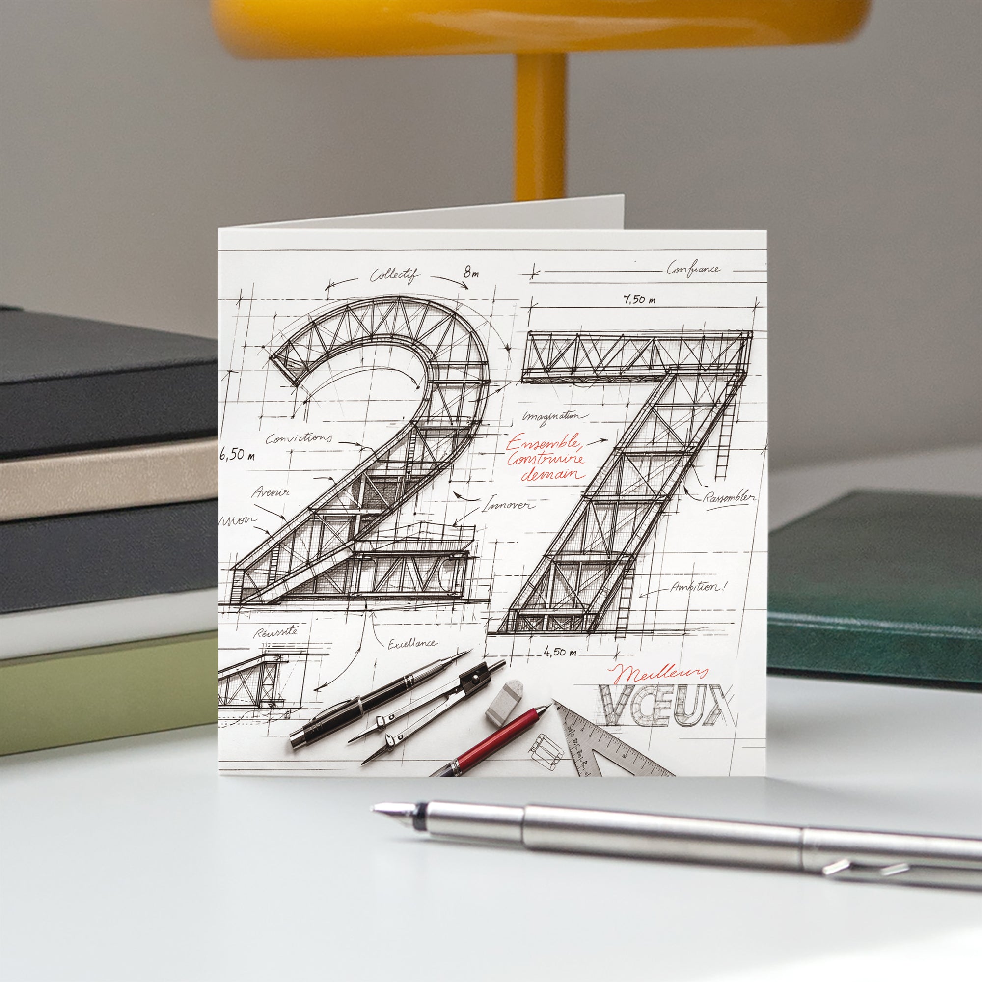 Construire Demain | Vœux professionnels • Carte de voeux • Carré double photo N° 5